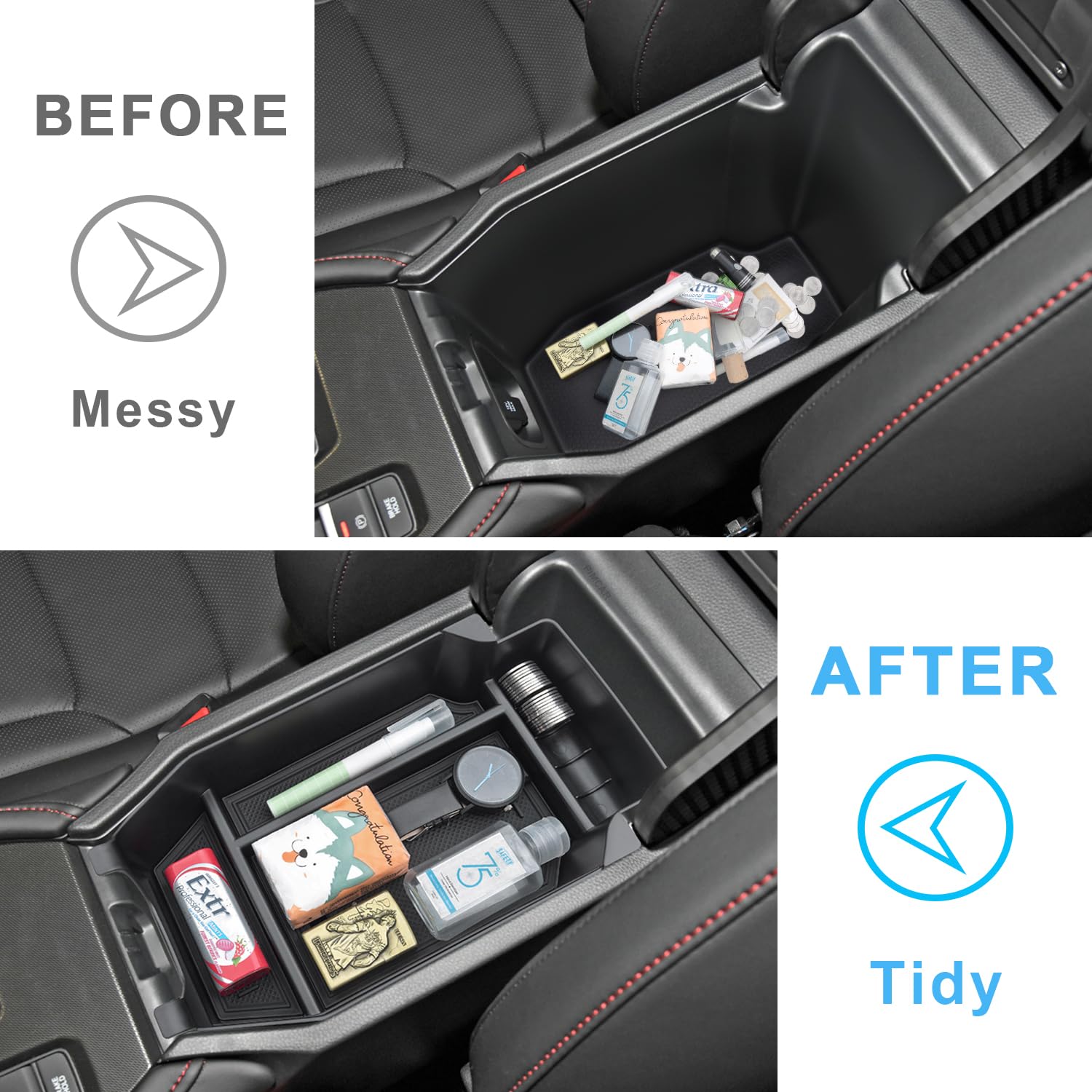 Pimcar Center Console Organizer For Honda Accord 2023-2025 11Th Gen | Durable Abs Plastic Armrest Storage Tray | Black Liner Tri