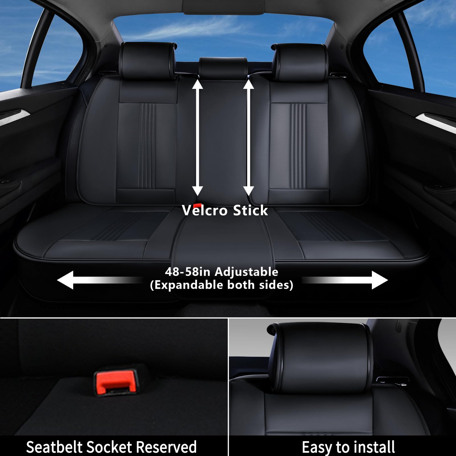 Coverado Seat Covers, Car Seat Covers Full Set, Black Car Seat Cover, Car Seat Covers Front Seats Back Seat Cover, Waterproof Ca