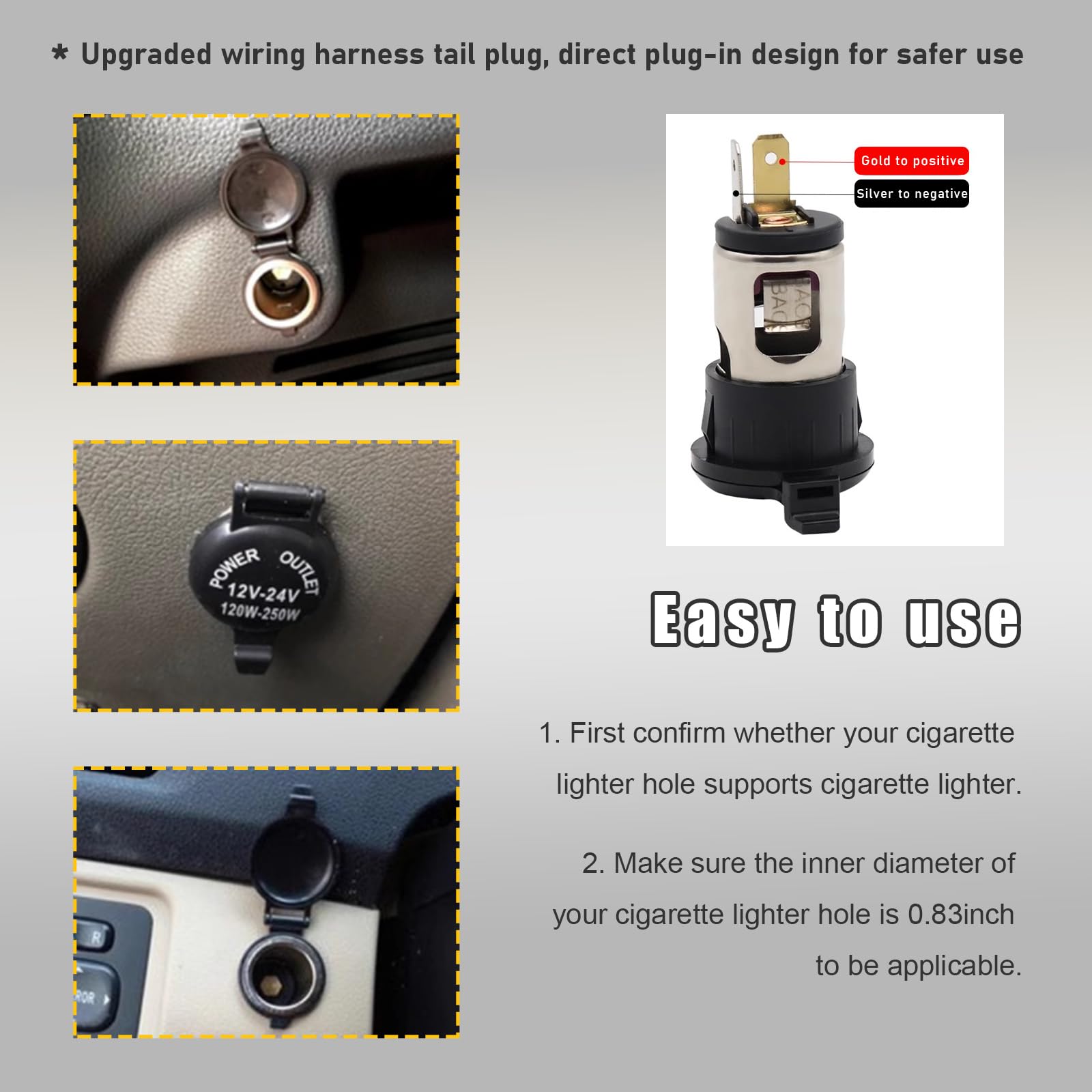 Ohleats Car Cigarette Lighter Socket, 12V Waterproof Auto Cigarette Lighter Adapter With Extension Cable, Vehicle Lighter Power