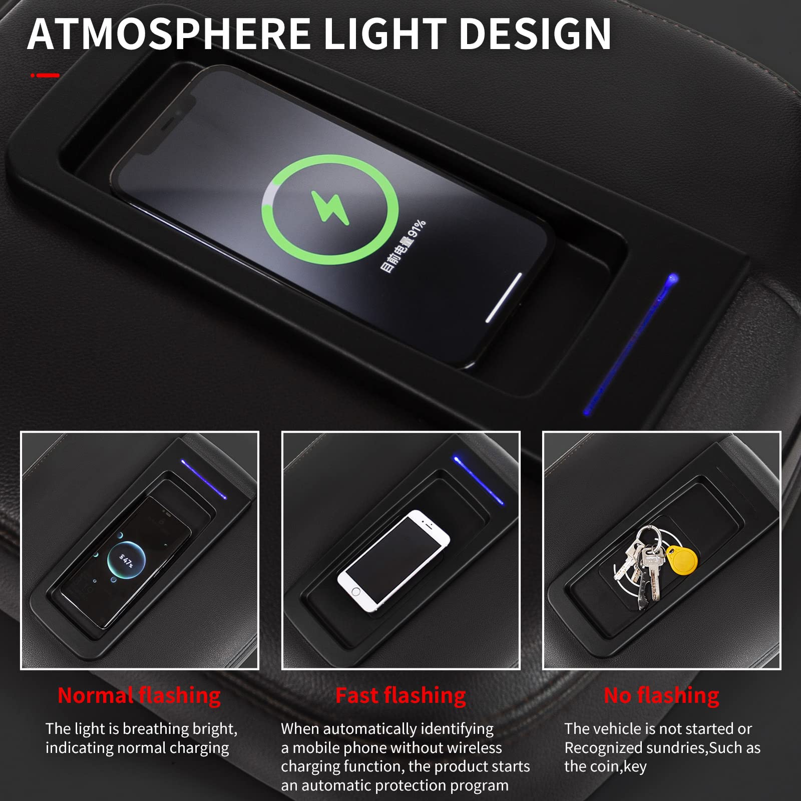 Xipoo Car Wireless Charger Compatible with 2007-2014 Chevy Silverado Wireless Charger Tray Pad Center Console Replacement for 20