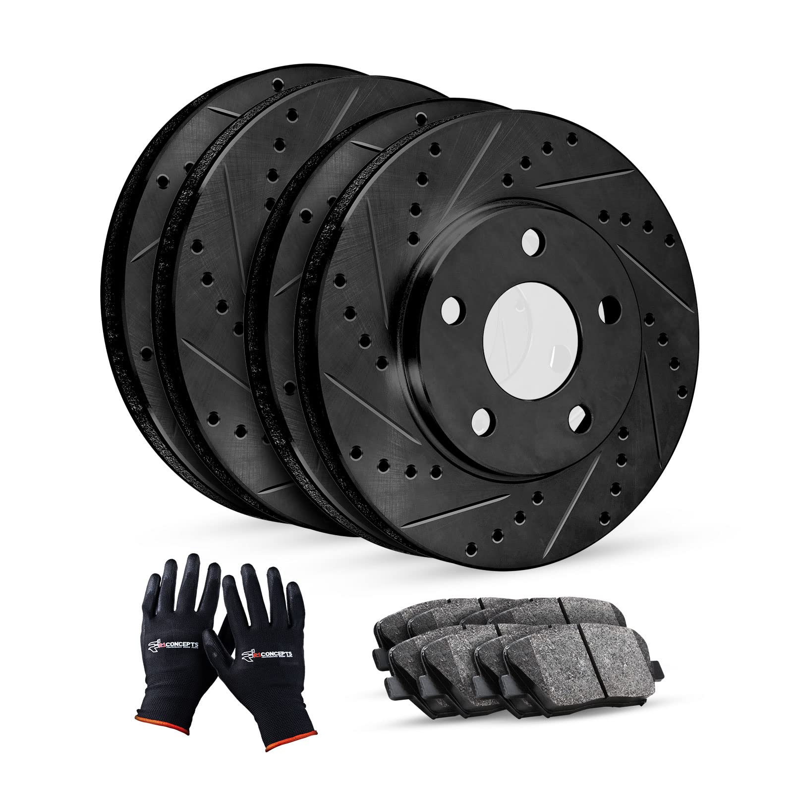 R1 Concepts Complete Kit Black Drill/Slot Brake Rotors & Ceramic Brake Pads Cbc.42089.02