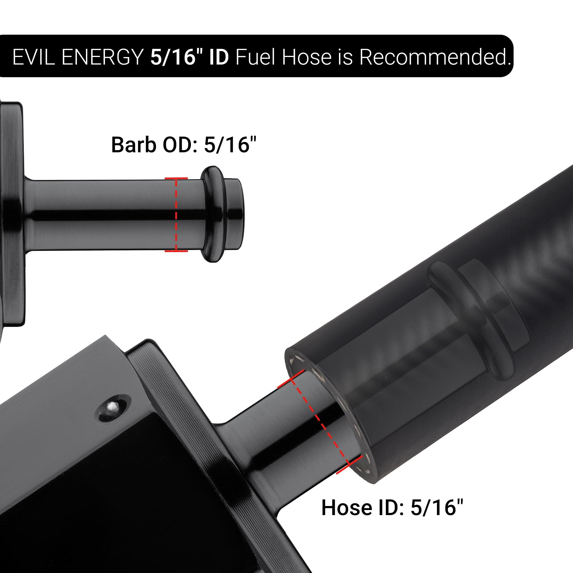 EVIL ENERGY 10AN Female to 5/16'' Barb Hose Fitting Straight Swivel 2PCS