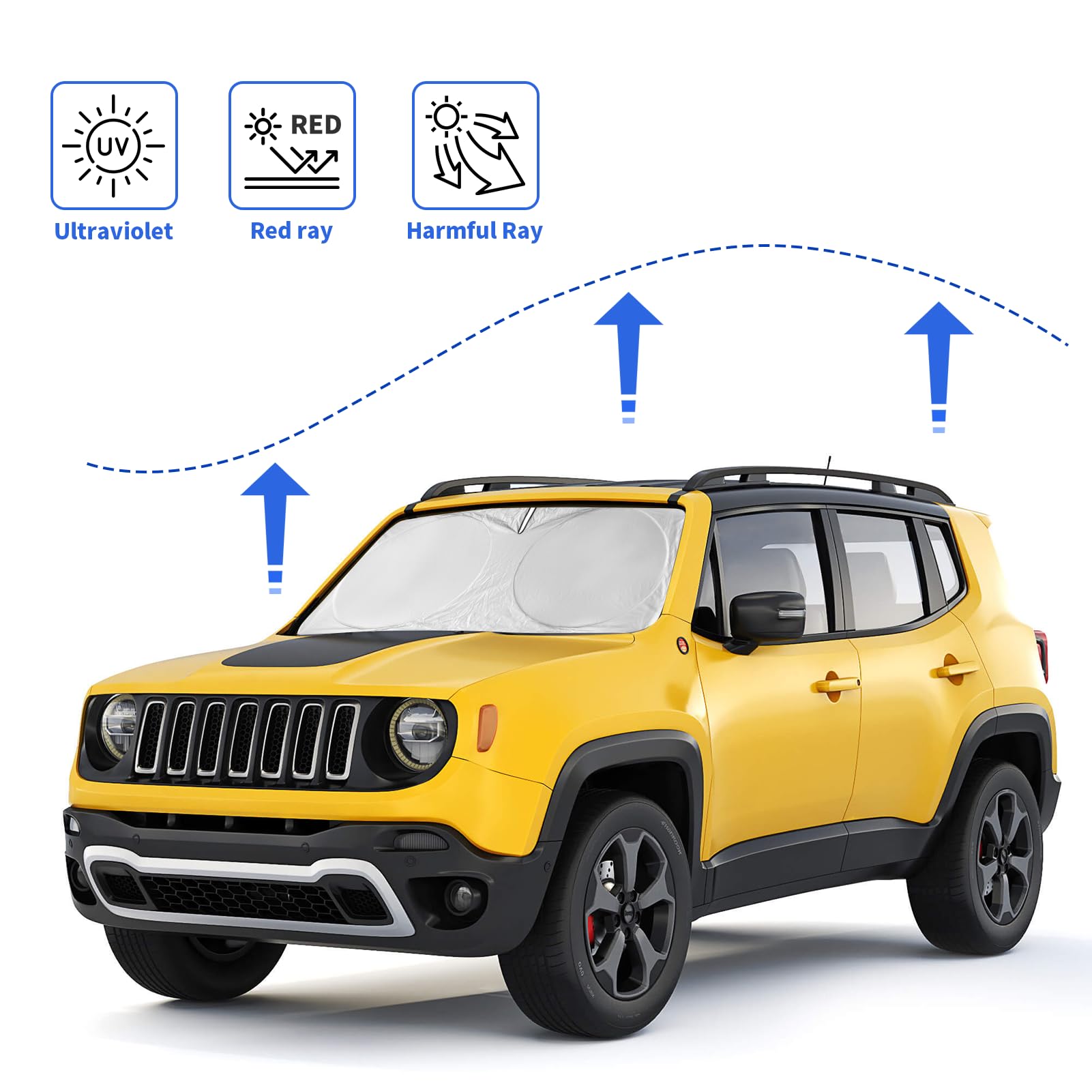 Insauto For Jeep Patriot Windshield Sun Shade For Jeep Renegade Suv 2015-2024 2025, Front Foldable Sunshade For 2017 Jeep Patrio