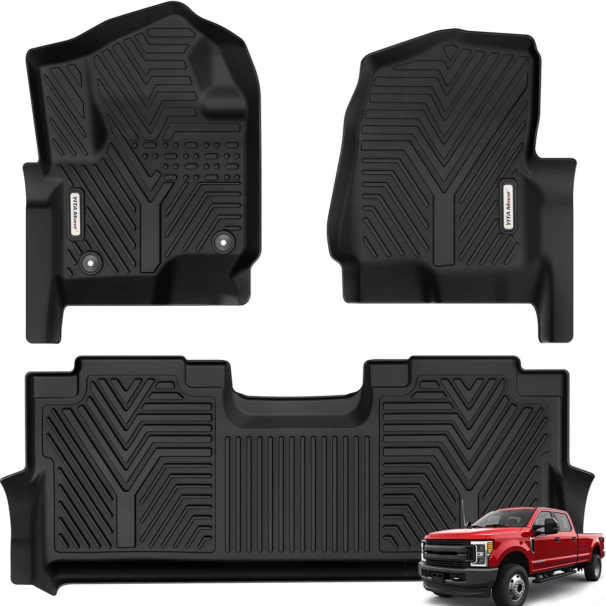 Yitamotor Floor Mats Fit For Ford F-150/F150 Lightning Supercrew Cab 2025-2015(Rear W/O U-Seat Flat Storage),All Weather Tpe Cus