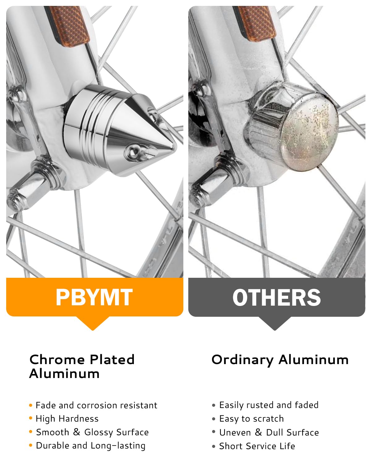 Pbymt Chrome Front Axle Nut Cover Cap Cnc Aluminum Compatible For Harley Davidson Softail Road King Street Electra Glide Fat Boy Iron 883 2002-2023