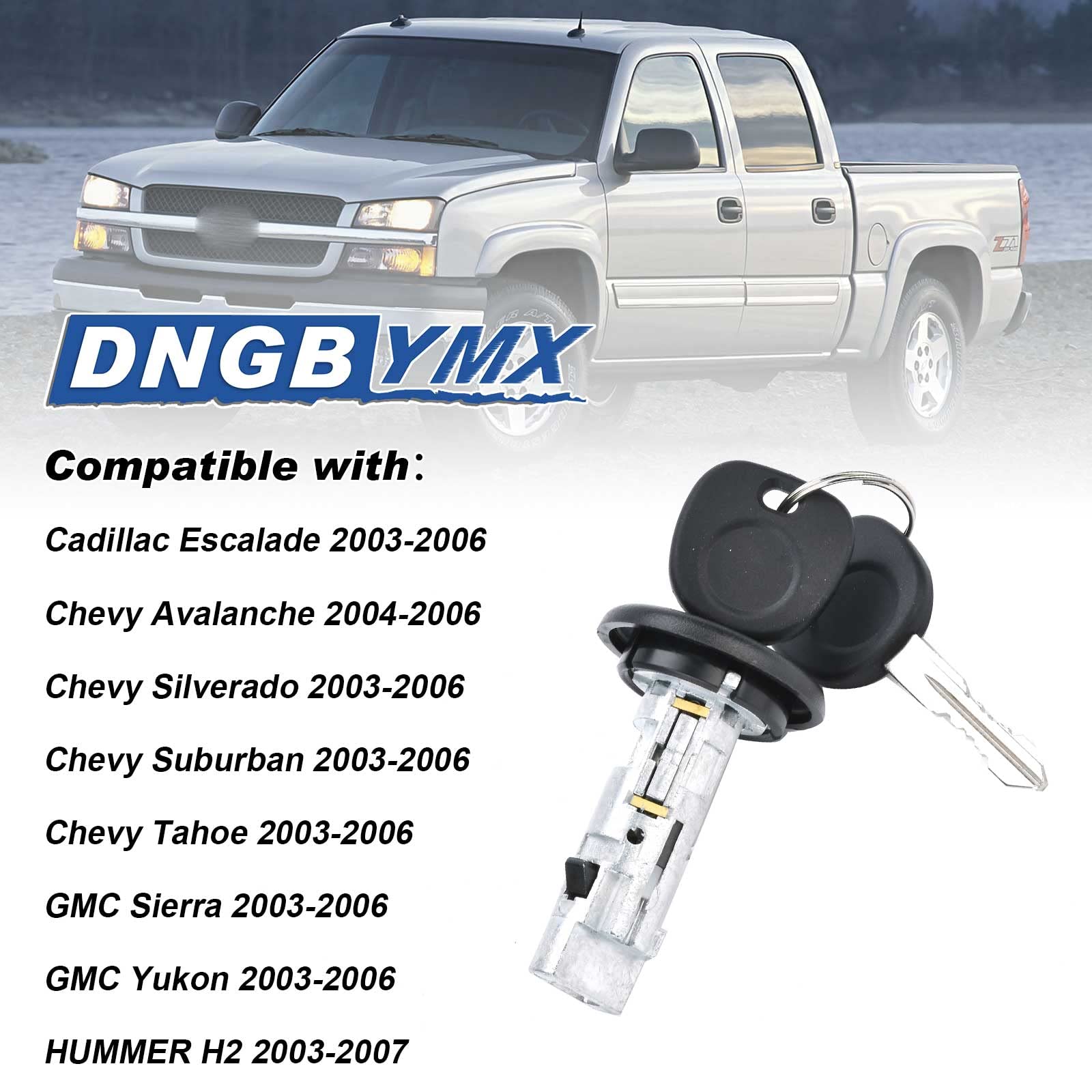 Ignition Switch Lock Cylinder With Pair Front Door Lock Cylinder Compatible With 2003-2006 Chevy Silverado Suburban Gmc Sierra Yukon Cadillac Escalade Replace Oe# 707835 + 706592 X2 + 598007 X2