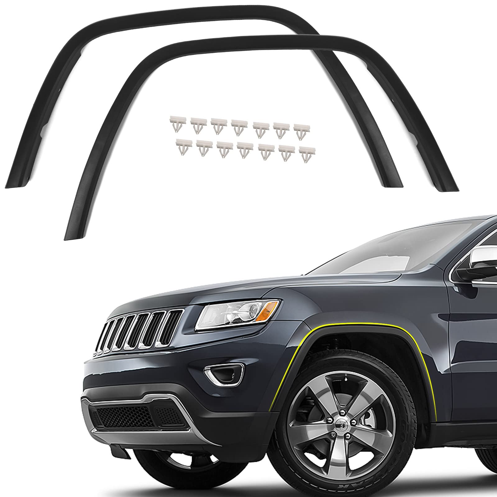 FIONE 2pcs Front Wheel Arch Fender Flares Compatible with Jeep Grand Cherokee 2011-2016 Moulding Molding Trim Cover Left Driver 