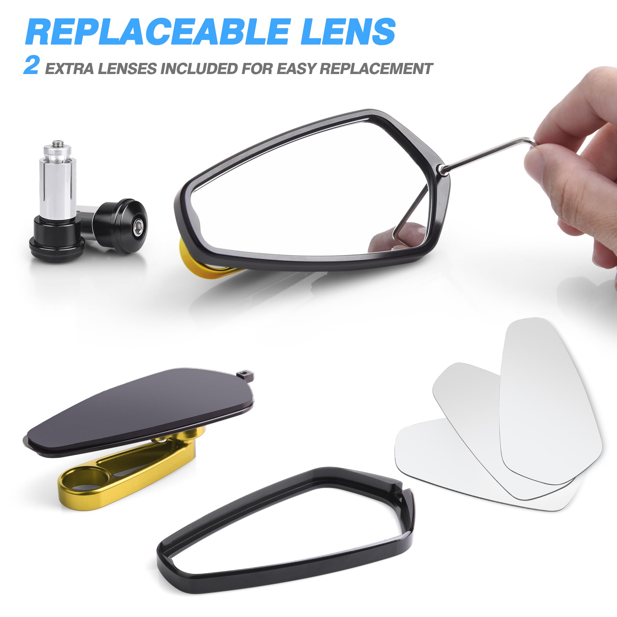 Mictuning Cnc Motorcycle Mirrors - 7/8'' (22Mm) Bar End Rear View Mirrors Compatible With Most Honda Grom, Yamaha, Kawasaki, Duc