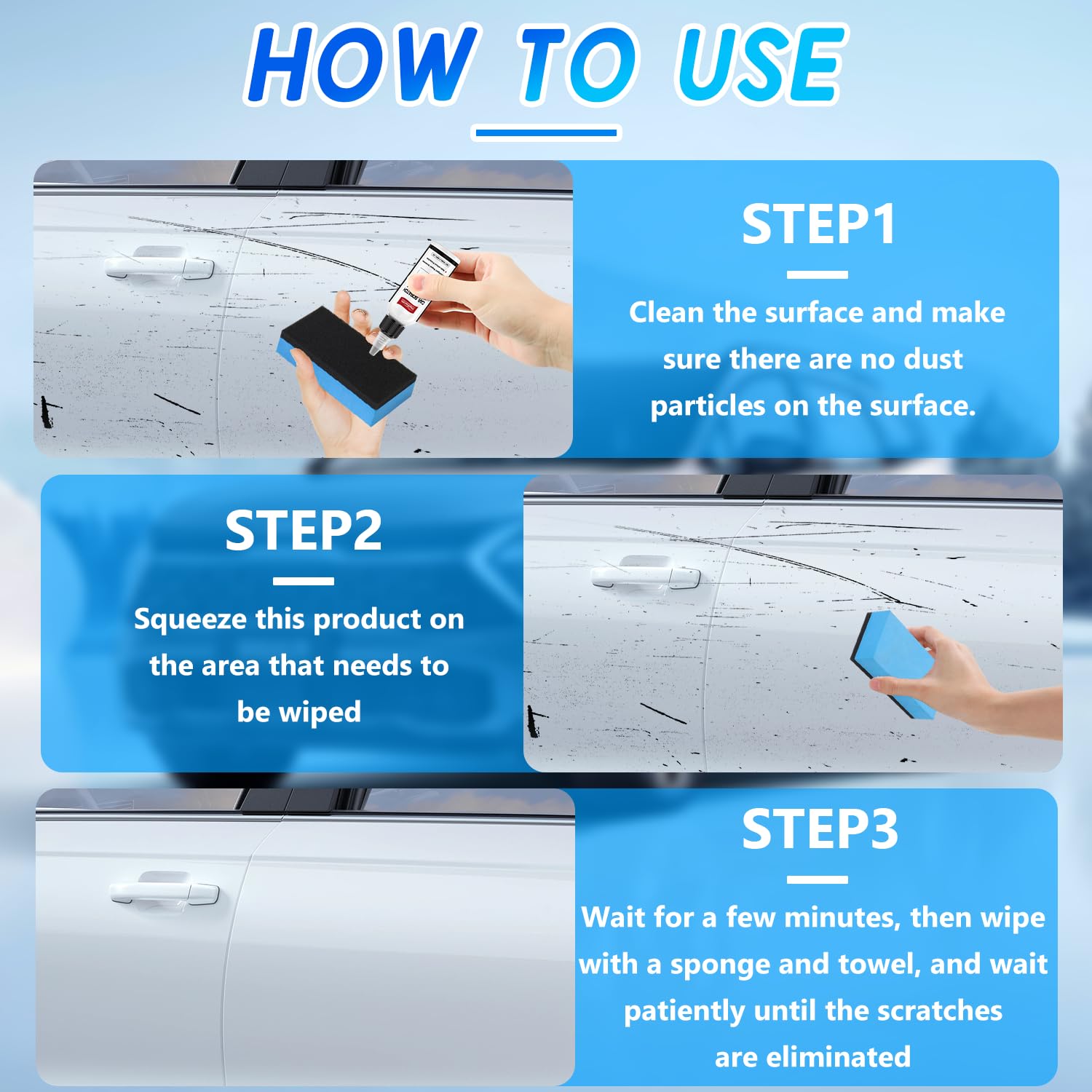 Homonth Car Scratch Repair Wax, Car Scratch Remover, Car Buff Out Scratch,Car Paint Scratch Repair, Car Wax Scratch Kit, Multi-E