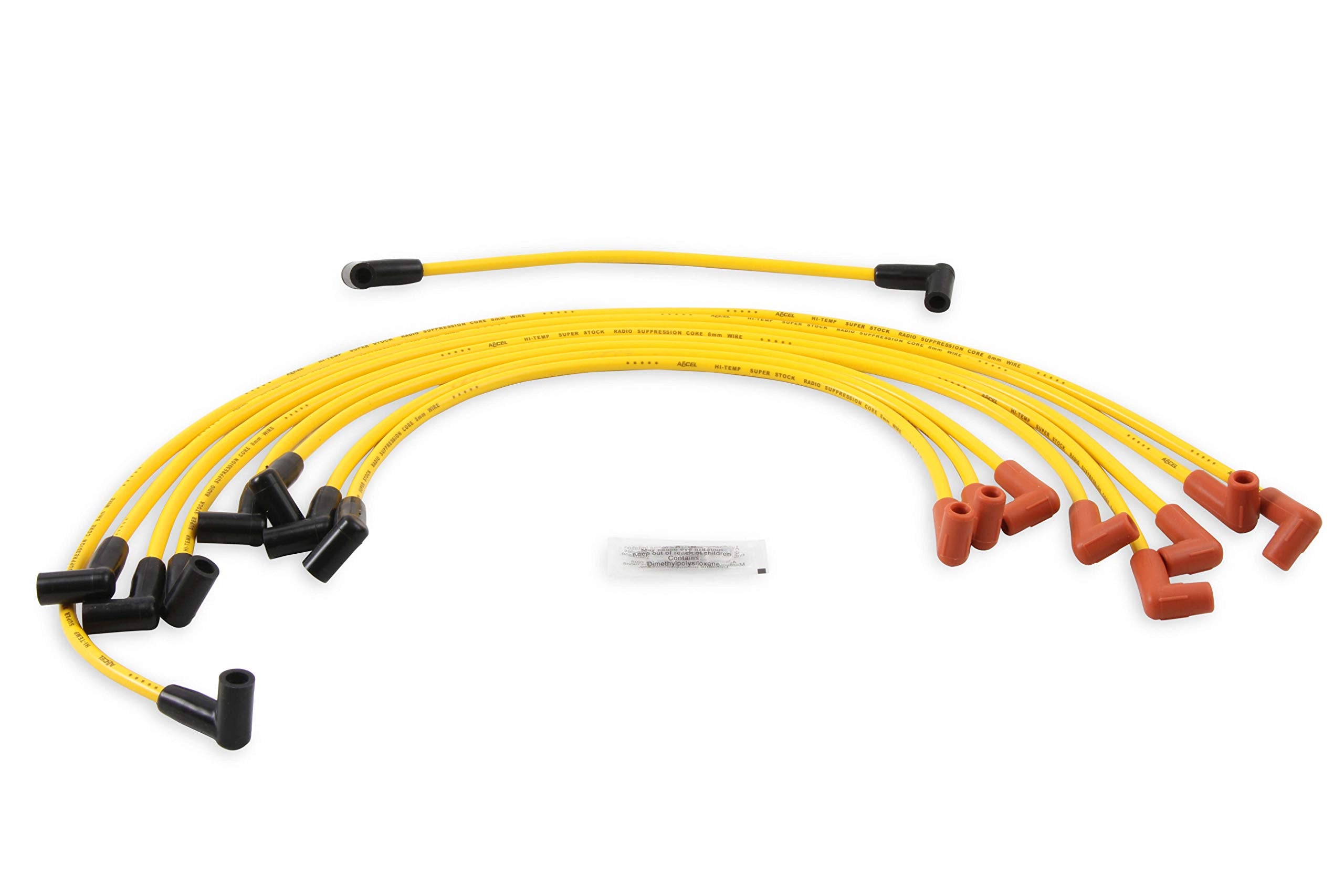Accel 4048 Spark Plug Wire Set - 8Mm - Yellow With Hei Stock Style Boots