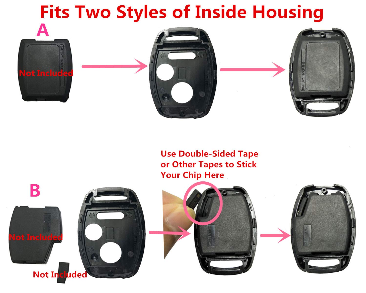 Horande Replacement Key Fob Cover Case Fit For Honda 2005-2013 Ridgeline Pilot Cr-V Civic Odyssey 2003-2007 Accord Keyless Entry