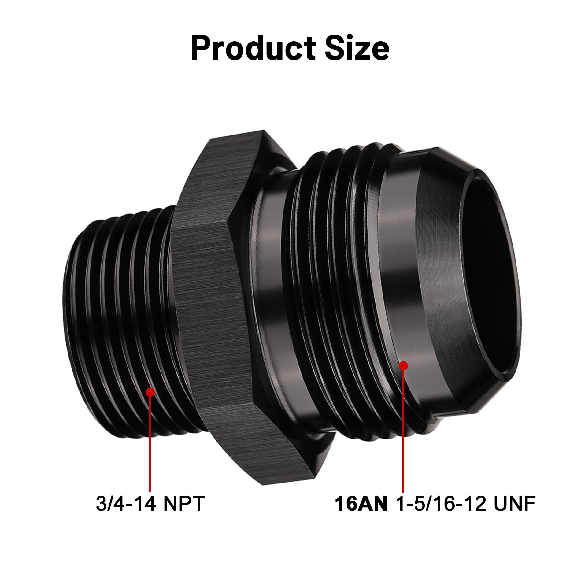 Evil Energy 16An Male Flare To 3/4'' Npt Pipe Fitting Adapter Straight Aluminum Black 2Pcs