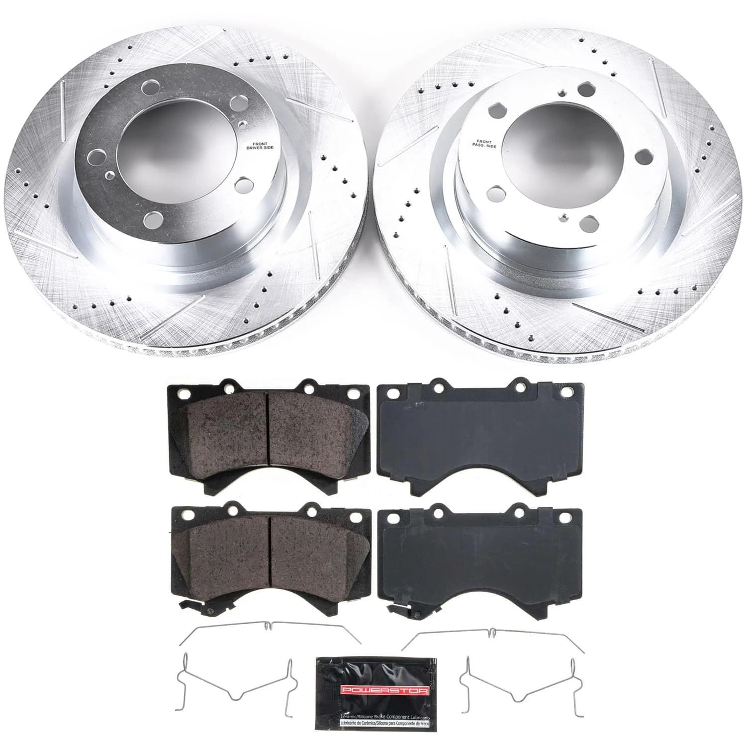 Power Stop K2952 Front Z23 Carbon Fiber Brake Pads with Drilled and Slotted Brake Rotors Kit For 2007-2021 Toyota Tundra | 2008-