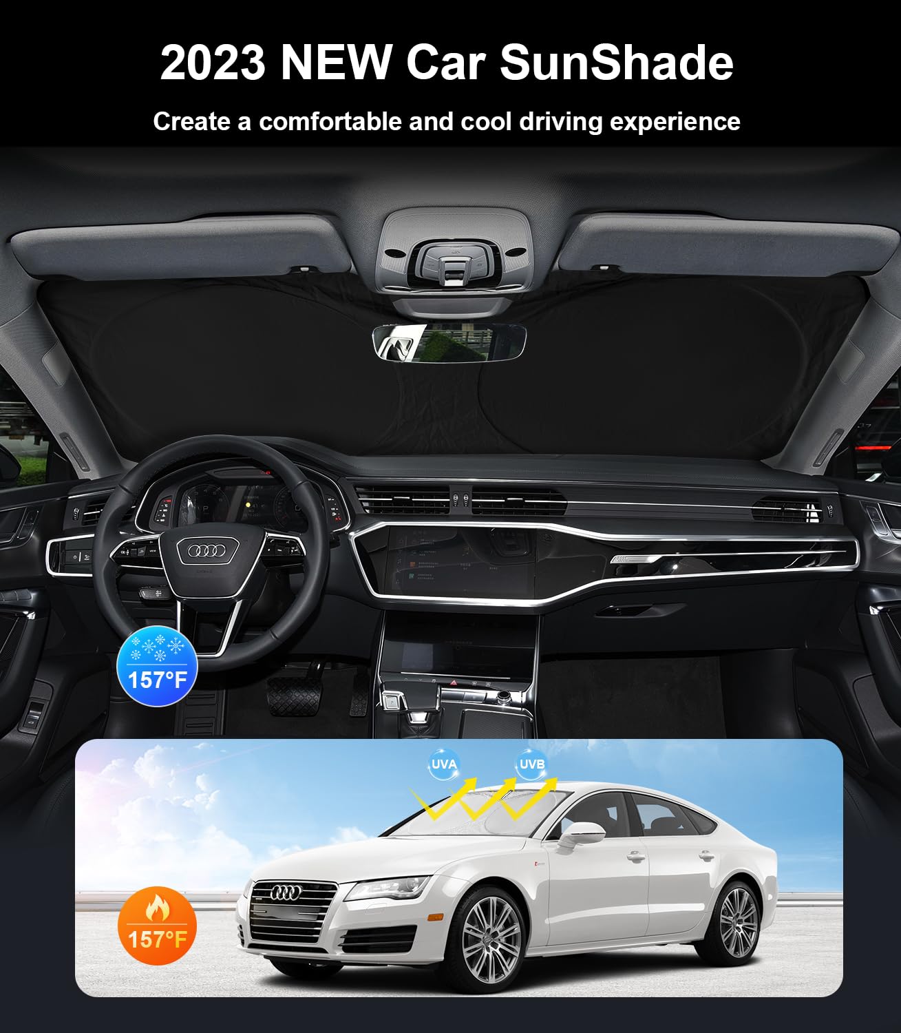 Custom Sunshade Windshield Sun Shade For 2018-2023 2024 2025 Audi Q5 Q8 Suv Accessories Front Window Shades Cover For Windshield