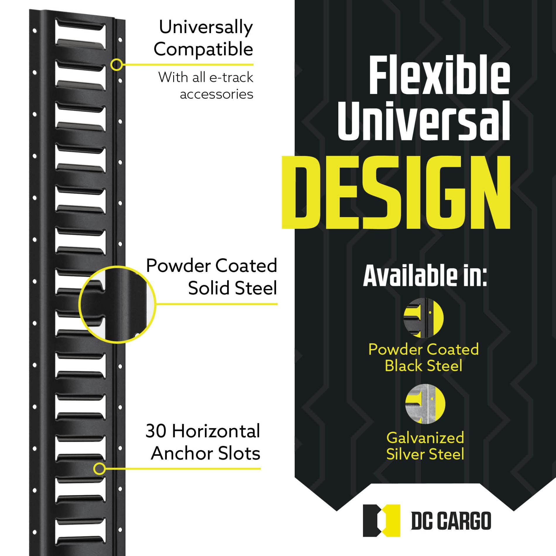 Dc Cargo Mall Indoor E Track Tie Down Rail Kit 4' (2 Pack) For Garages, Vans, Trailers, Motorcycle Tie Downs, Atv Mountings - Po