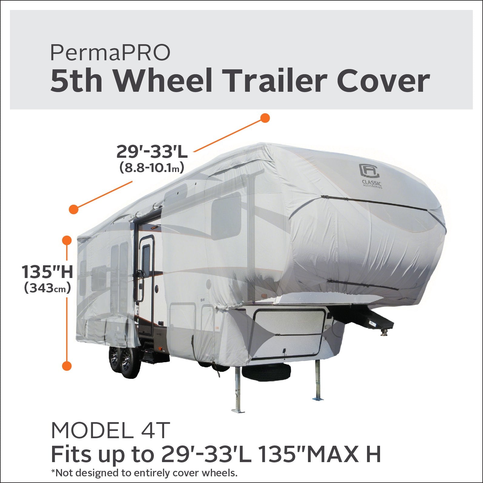 Classic Accessories Over Drive Permapro 5Th Wheel Cover, Fits 29' - 33' Rvs, Rv Cover, Camper Cover, Travel Trailer Cover