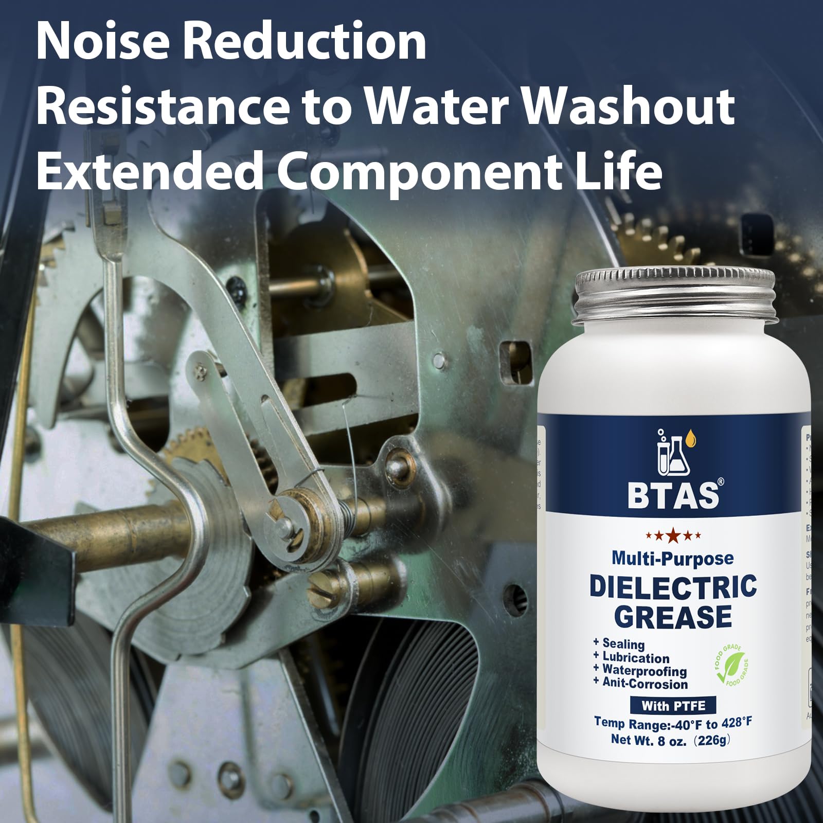 BTAS 8 oz Dielectric Grease for Automotive Electrical Connectors - Silicone Paste for Battery Terminals & Spark Plug Boots, Corrosion Preventer