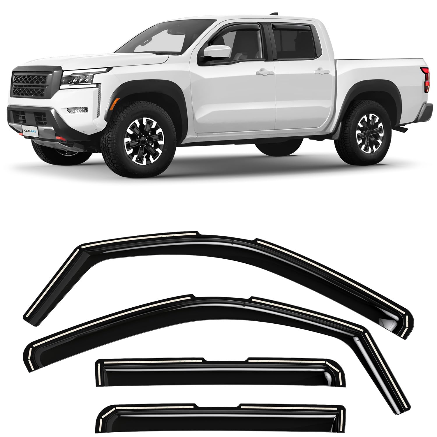 Clim Art In-Channel Incredibly Durable Rain Guards For Nissan Frontier 2022-2025 Crew Cab, Original Window Deflectors, Vent Wind