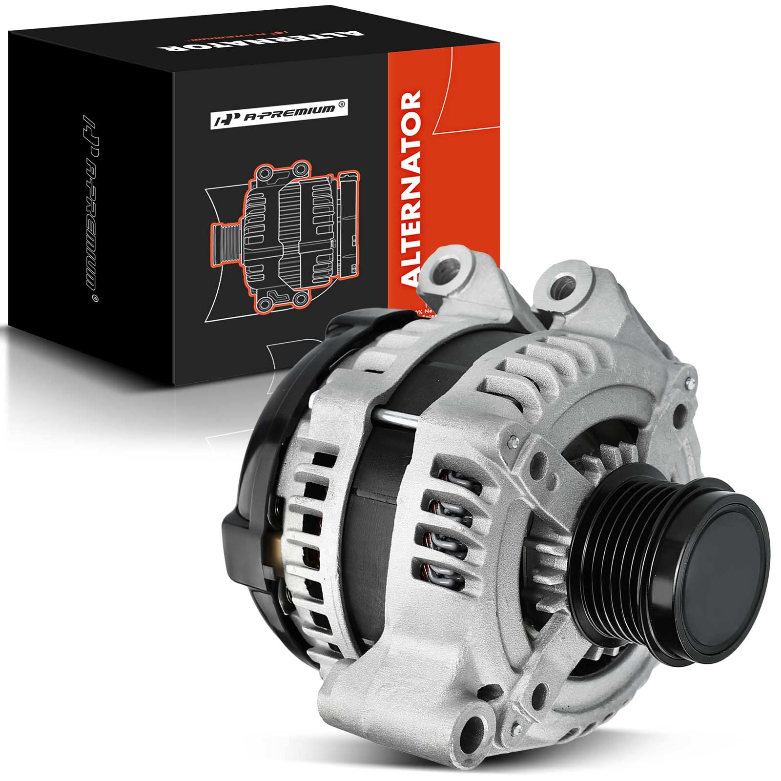 A-Premium Alternator Compatible With Chrysler 200 11-14, Town & Country 11-16 & Dodge Avenger 11-14, Grand Caravan 11-20, Journey 11-19 & Ram C/V & Vw Routan, V6 3.6L, 12V 160 Amp, 6-Groove Pulley