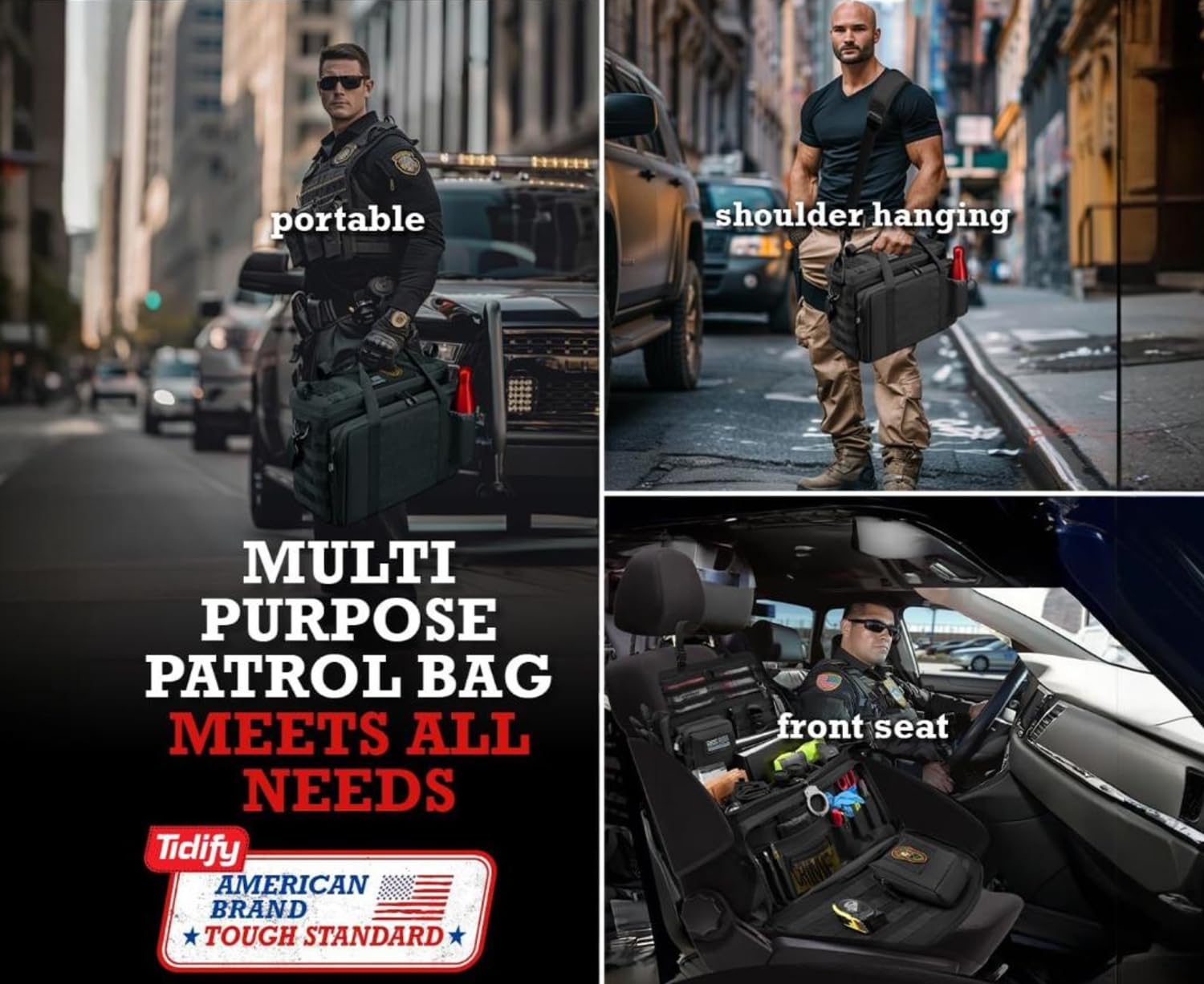 Tidify Patrol Bag Used By Law Enforcement Police Gear And Military Grade - Water Resistant Police Officer Duty Bag - Heavy Duty