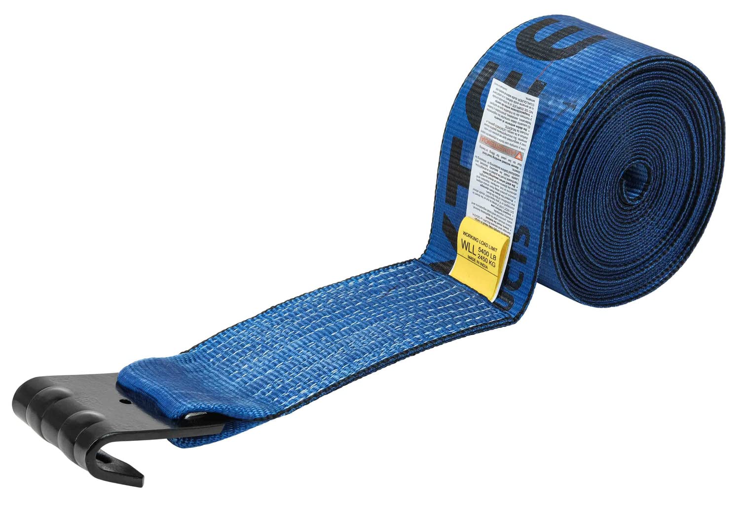 Mytee Products (100 Pack Winch Straps 4 x 30 Blue Heavy Duty Tie Down w/Flat Hook WLL# 5400 lbs | 4 Inch Cargo Control for Flat