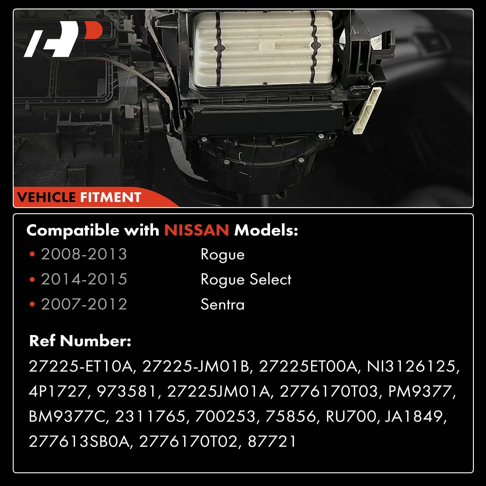 A-Premium Hvac Heater Blower Motor And Resistor Assembly Compatible With Nissan Rogue 2008-2013, Rogue Select 2014-2015, Sentra