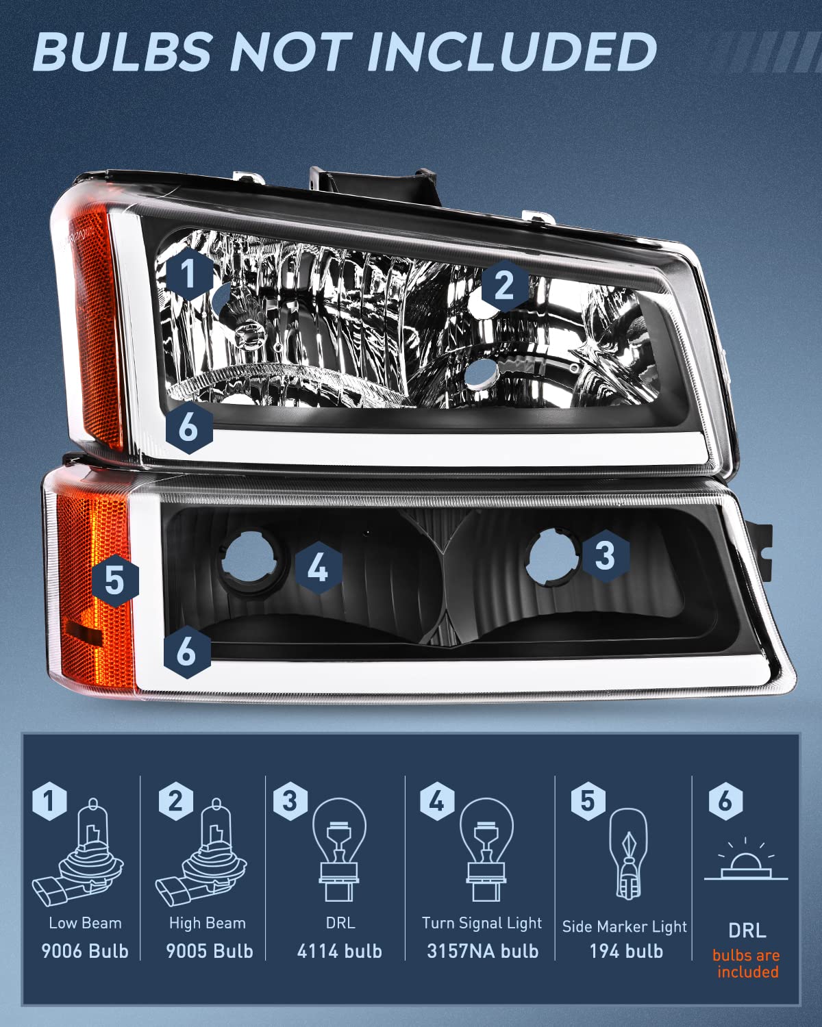 Nilight Headlights Assembly Led Drl For 2003 2004 2005 2006 Chevy Silverado Avalanche 1500 2500 3500/2007 Chevrolet Silverado Cl