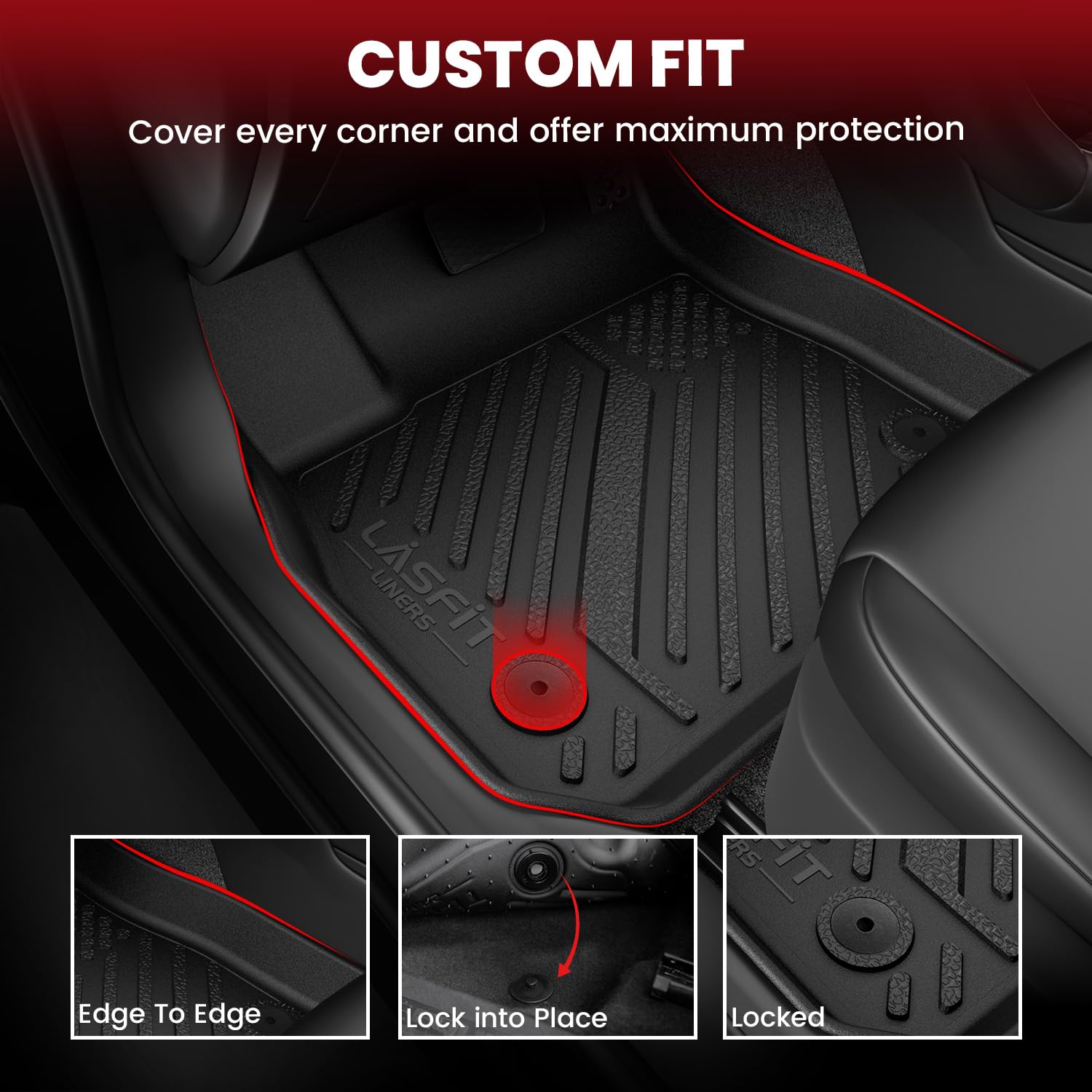 Lasfit Floor Mats For Toyota Camry 2017 2016 2015 2014 2013 2012 Le/Se/Xle/Xse, Custom Fit Tpe All Weather Floor Liners For Camr