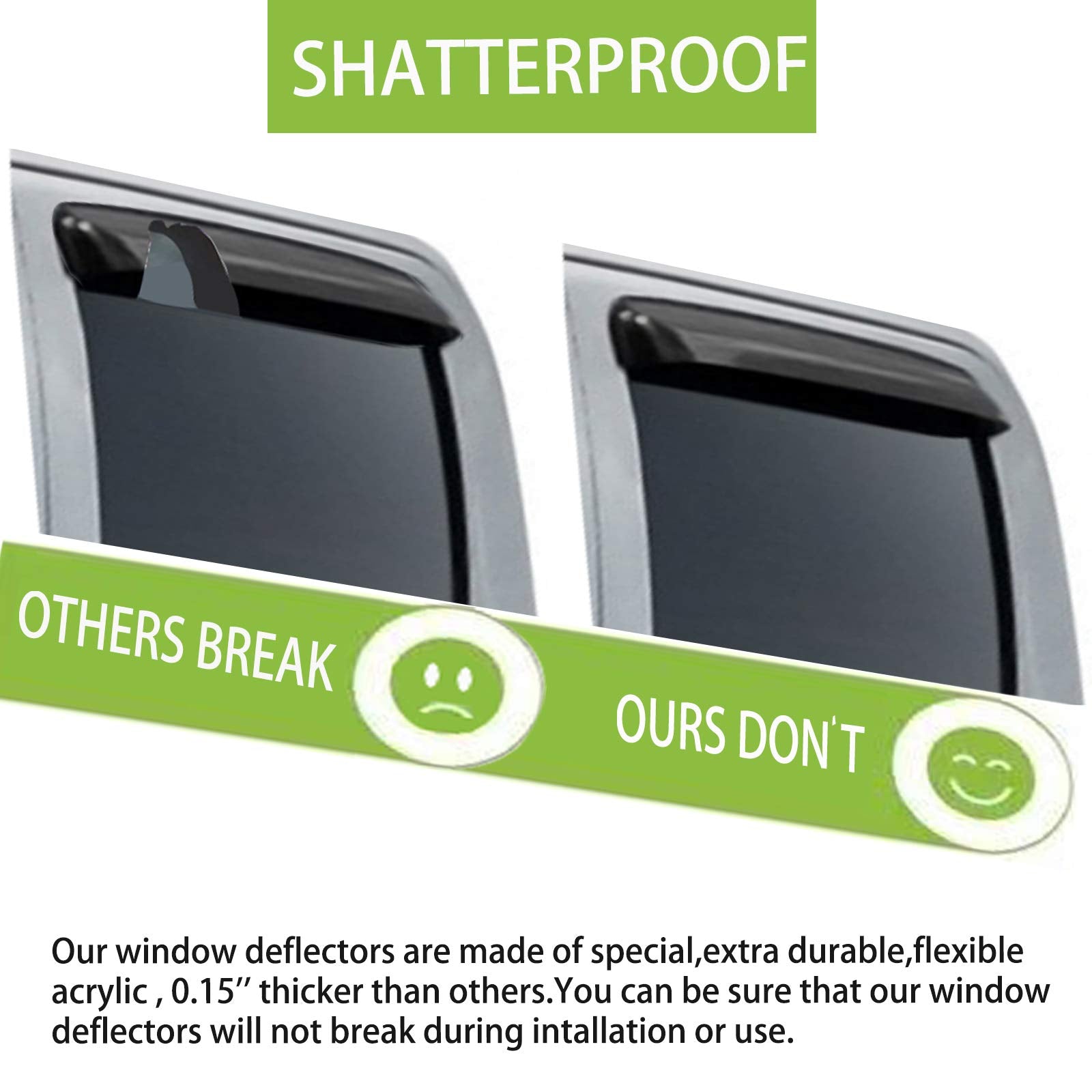 Tape On Window Visors Rain Guards For (Chevy) Chevrolet Equinox 2018-2024,Side Wind Deflectors Window Vent Guard Shade For 18-24