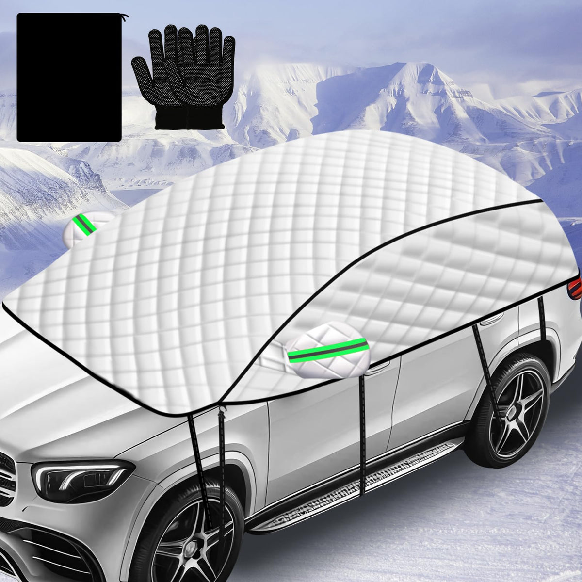 Cofsodi Winter Car Windshield Ice And Snow Cover, Anti-Freezing And Frostproof Rainproof Essential Car Top Half Cover, Shield To
