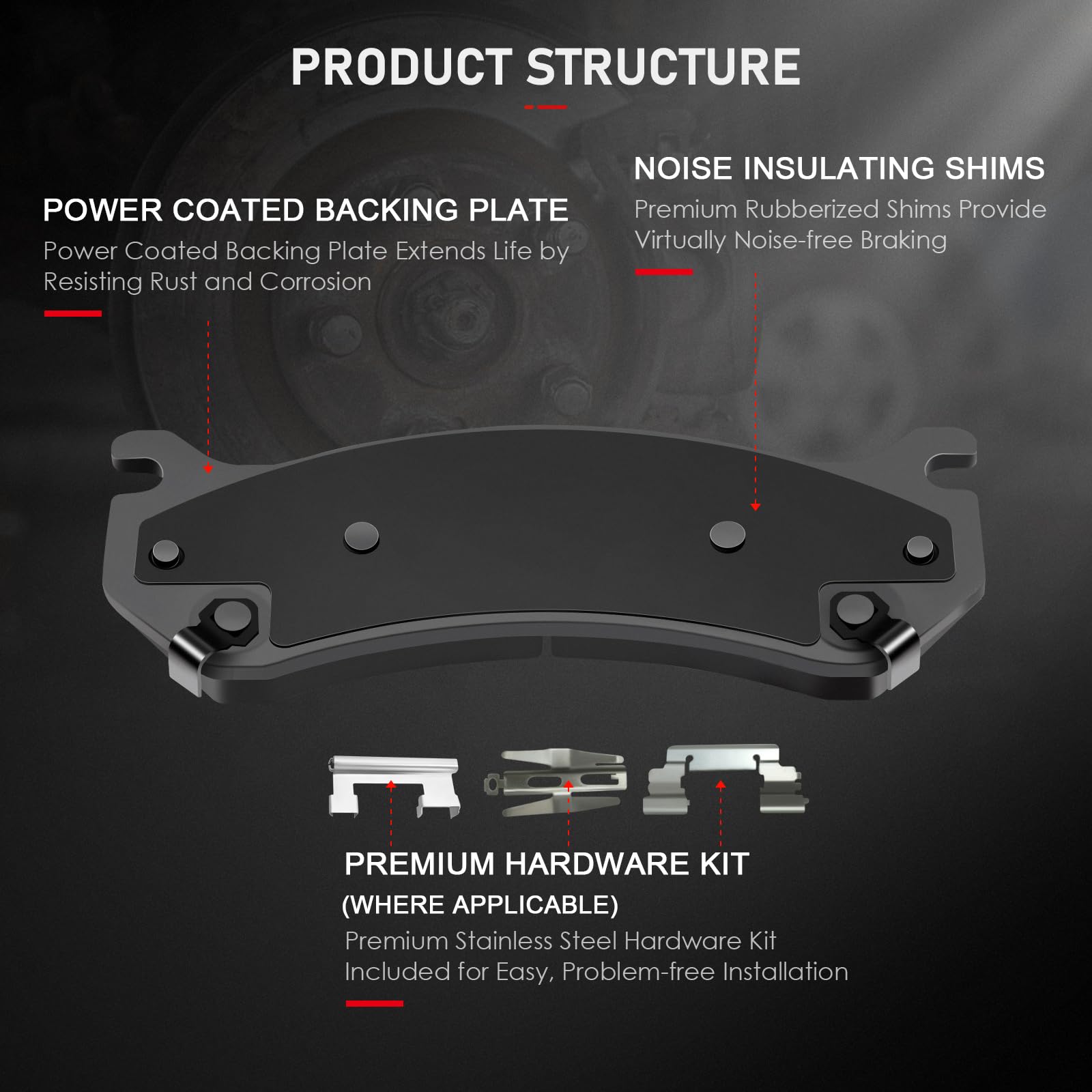 Cciyu D785 D834 Ceramic Front Rear Brake Pad Set Fit For Cadillac Escalade,Escalade Esv,Escalade Ext,For Chevy Avalanche 1500,Si