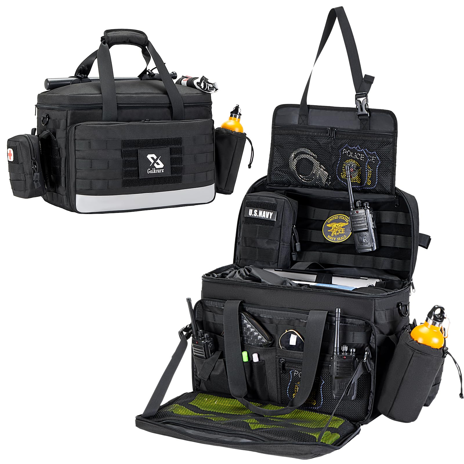 Golkcurx Patrol Bag Law Enforcement, Police Gear Bag, Car Organizer For Vehicle Passenger Seat With Molle System And Cup Holders
