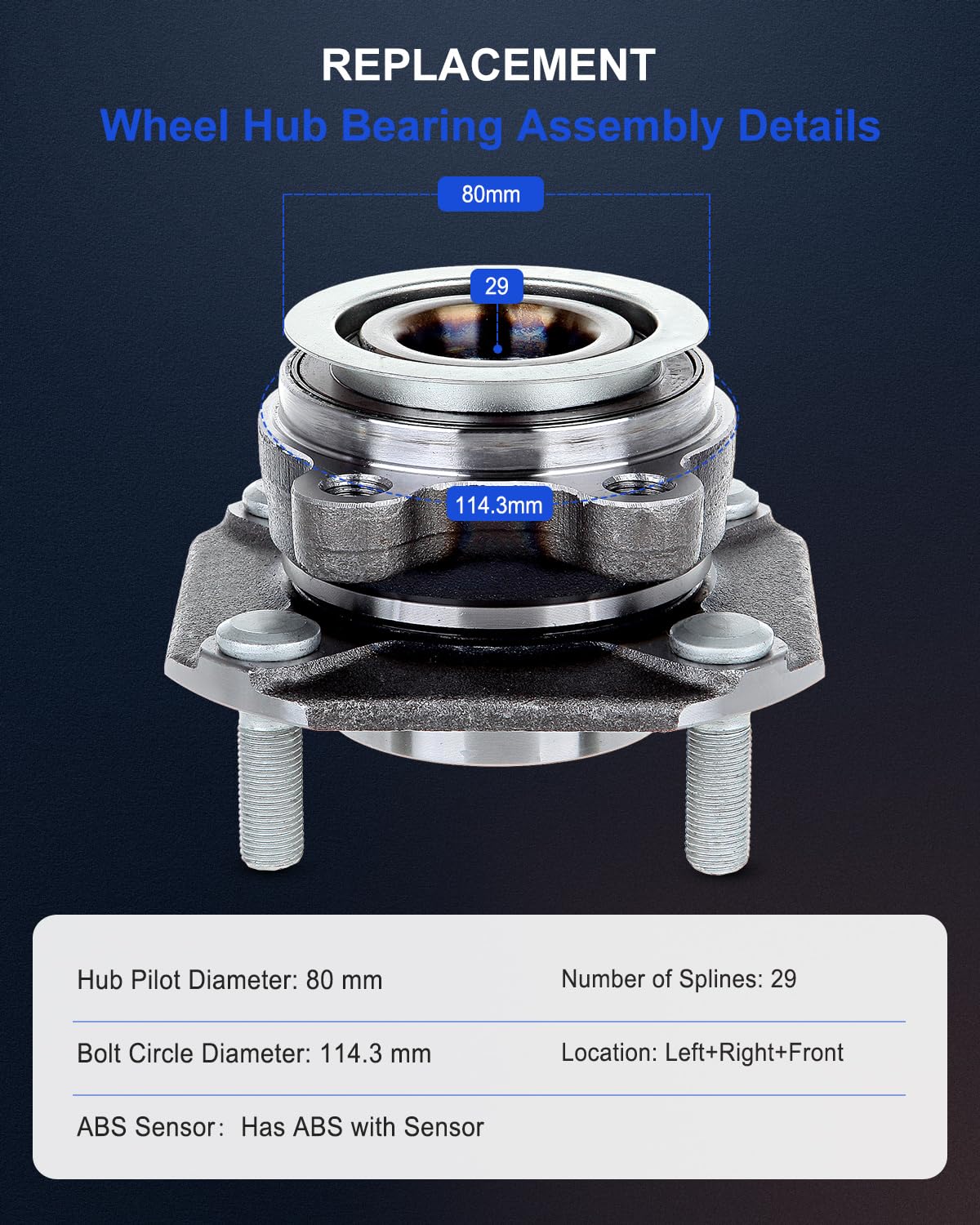 ECCPP Front Wheel Hub Bearing Assembly 4 Lugs w/ABS Compatible with 513297