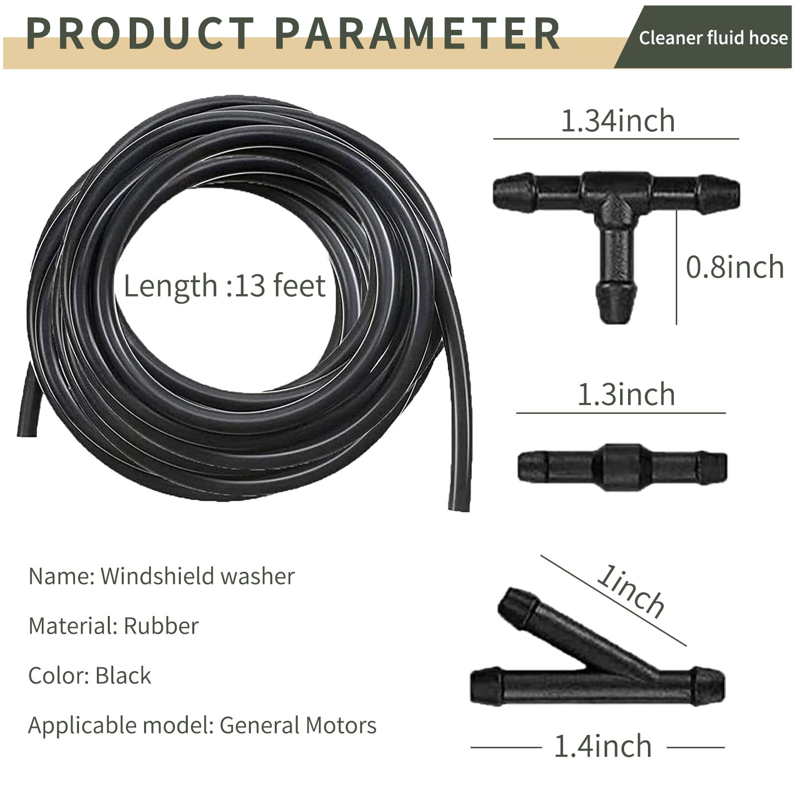 Tesnaao 30 Pcs Car Windshield Washer Hose Kit, 13.1Ft Washer Fluid Hose & T-Type Y-Type I-Type Hose Connector, Connect Water Pum