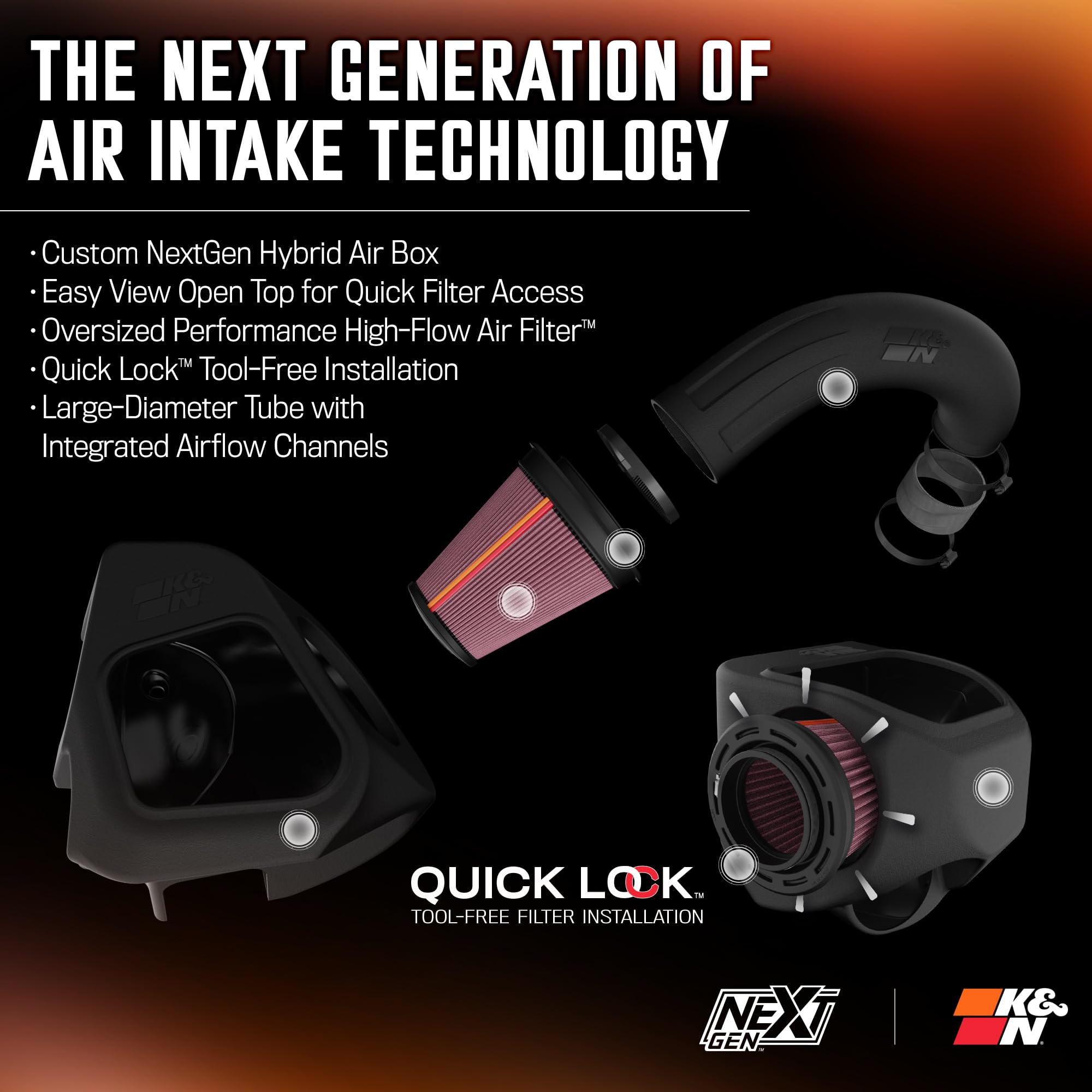 K&N Nextgen Cold Air Intake System: High-Flow Cotton Filter: Compatible With 2019-2024 Ram 1500; 50-1578