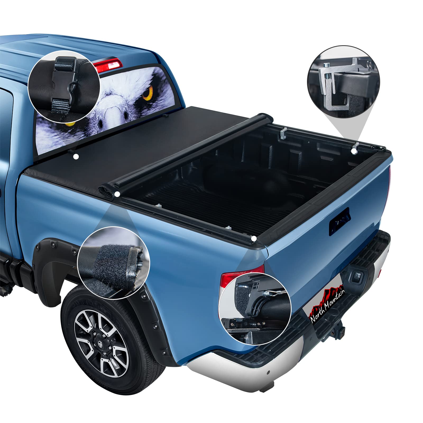 North Mountain Soft Roll Up Truck Tonneau Cover for Dodge Ram 1500 2500 3500 6.5ft Truck Bed/Fits 2009-2018 Ram 1500; 2010-2022