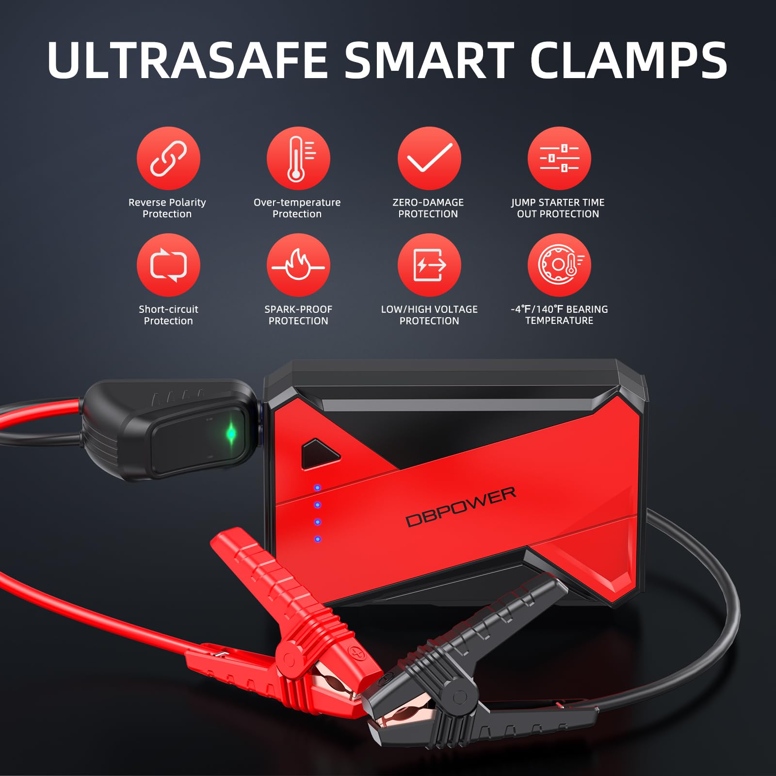 Dbpower 1000A Portable Car Jump Starter (Up To 7.0L Gas, 5.5L Diesel Engine), 12V Lithium-Ion Auto Battery Booster, Power Pack W