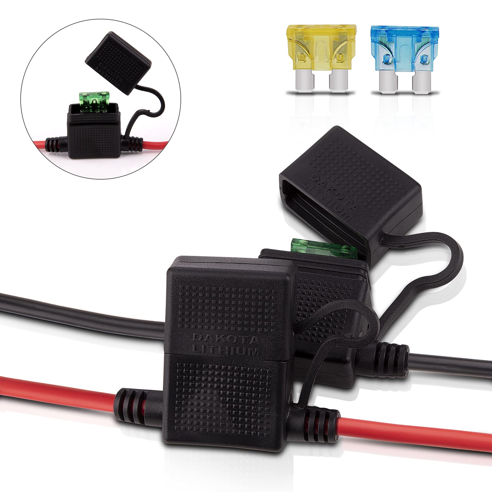 Igreely Dual Positive/Negative Atc Style Fuse Holder 10Awg Wire With Ring Terminals And 45A Connectors For Automotive 2Ft/60Cm