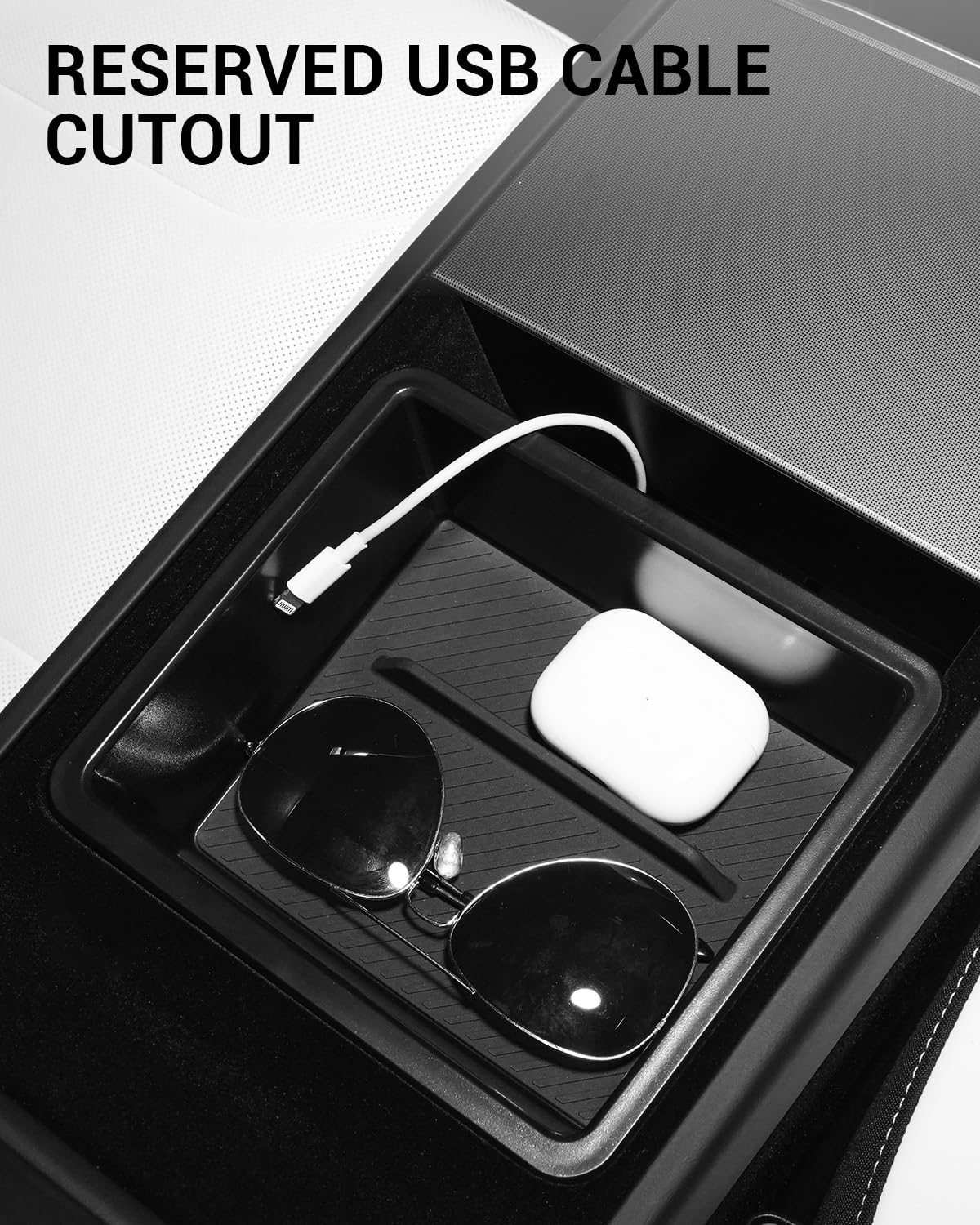 Motrobe 4PCS 2025 2026 Tesla Model Y Center Console Organizer Tray Armrest Storage Box with Removable Pad Cup holder Insert Unde