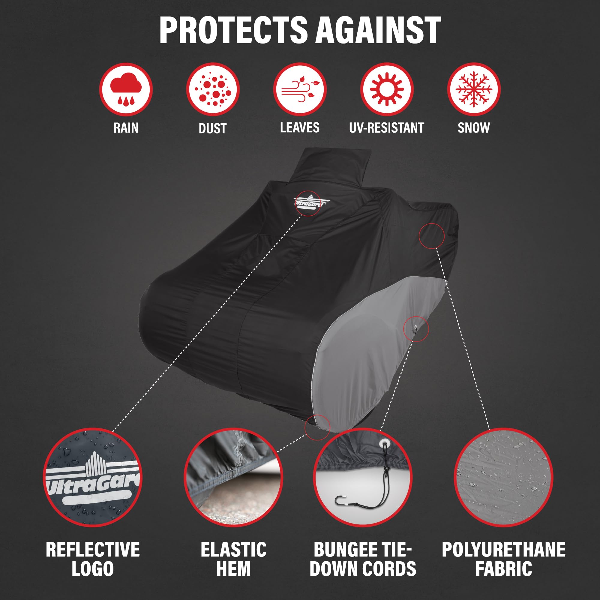 Ultragard Can-Am Ryker Full Motorcycle Cover With Heat Shield & Expandable Pouch - Water-Resistant, Windshield Protection, Bunge
