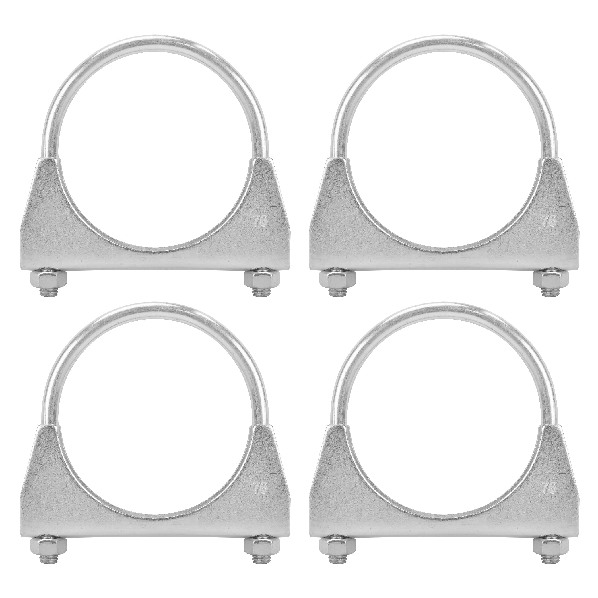 Batoneco 3'' U Bolt Clamp, Muffler Exhaust Clamps,3 Inch Saddle Style Heavy Duty Mild Steel(4-Pack)