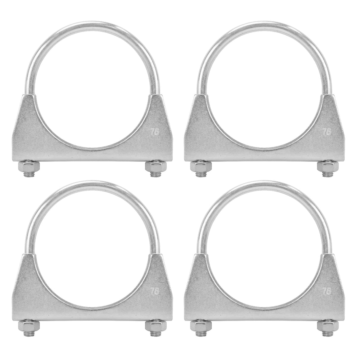 Batoneco 3'' U Bolt Clamp, Muffler Exhaust Clamps,3 Inch Saddle Style Heavy Duty Mild Steel(4-Pack)