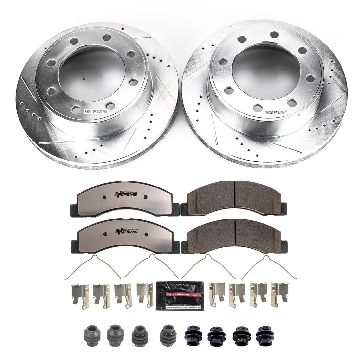 Power Stop Brake Kit For 2000 2001 2002 2003-2005 Ford Excursion 4Wd | 1999-2004 Ford F250 F350 4Wd Front Z36 Truck & Tow Carbon