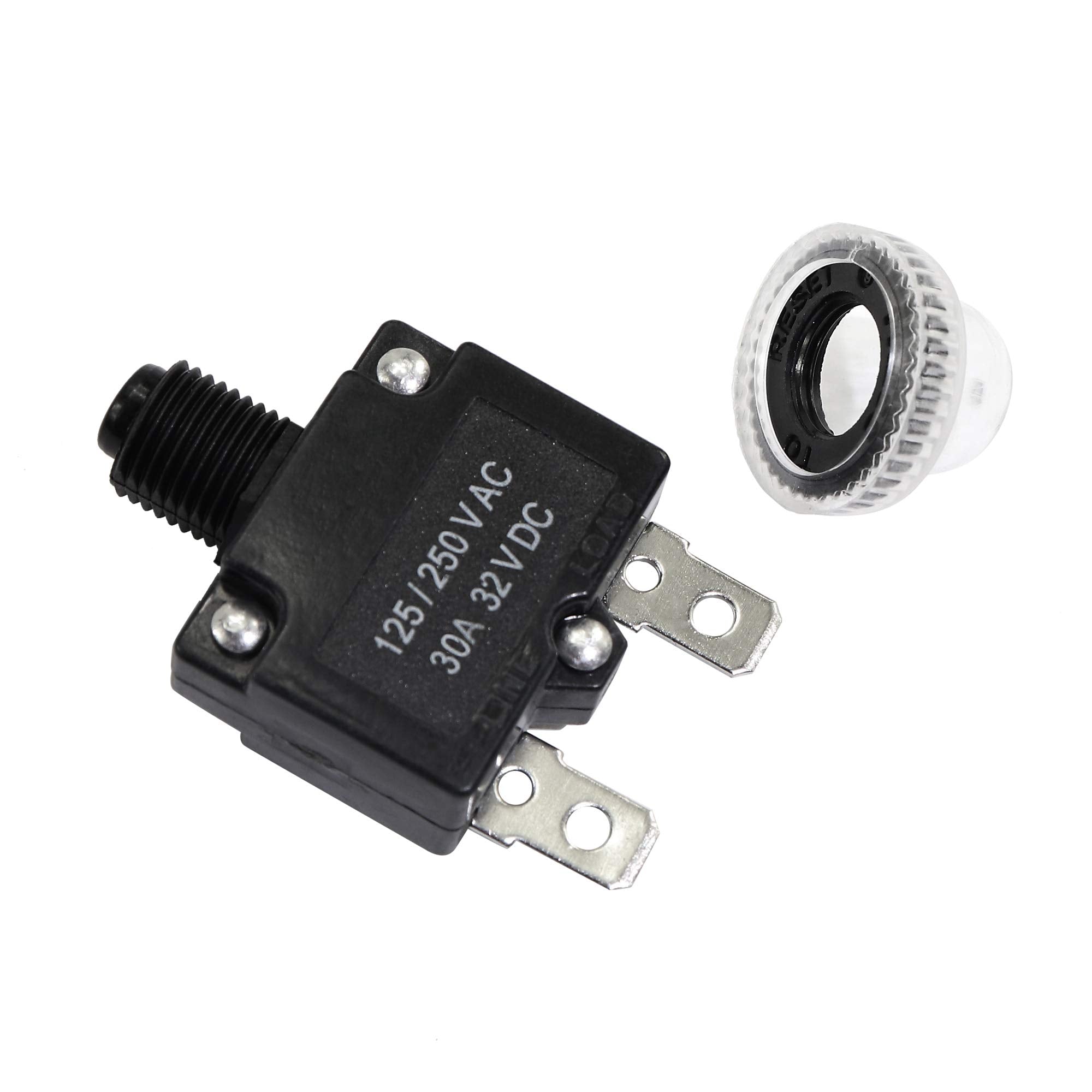 Fuzbaxy 5Pcs 30Amp Circuit Breakers With Manual Reset 32Vdc,Ac125-250V With Quick Connect Terminals