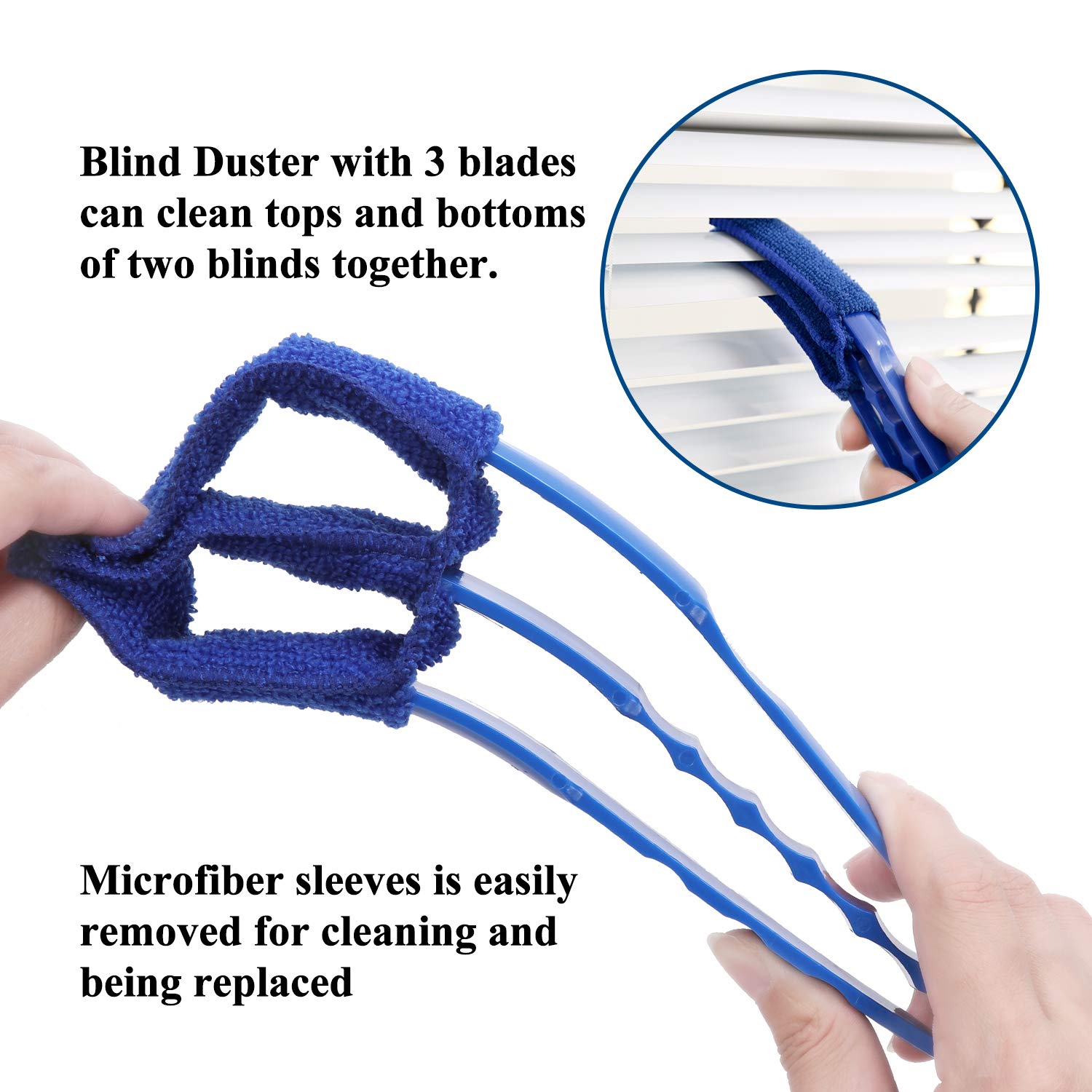Hiware Window Blind Cleaner Duster Brush With 5 Microfiber Sleeves - Blind Cleaner Tools For Window Shutters Blind Air Condition