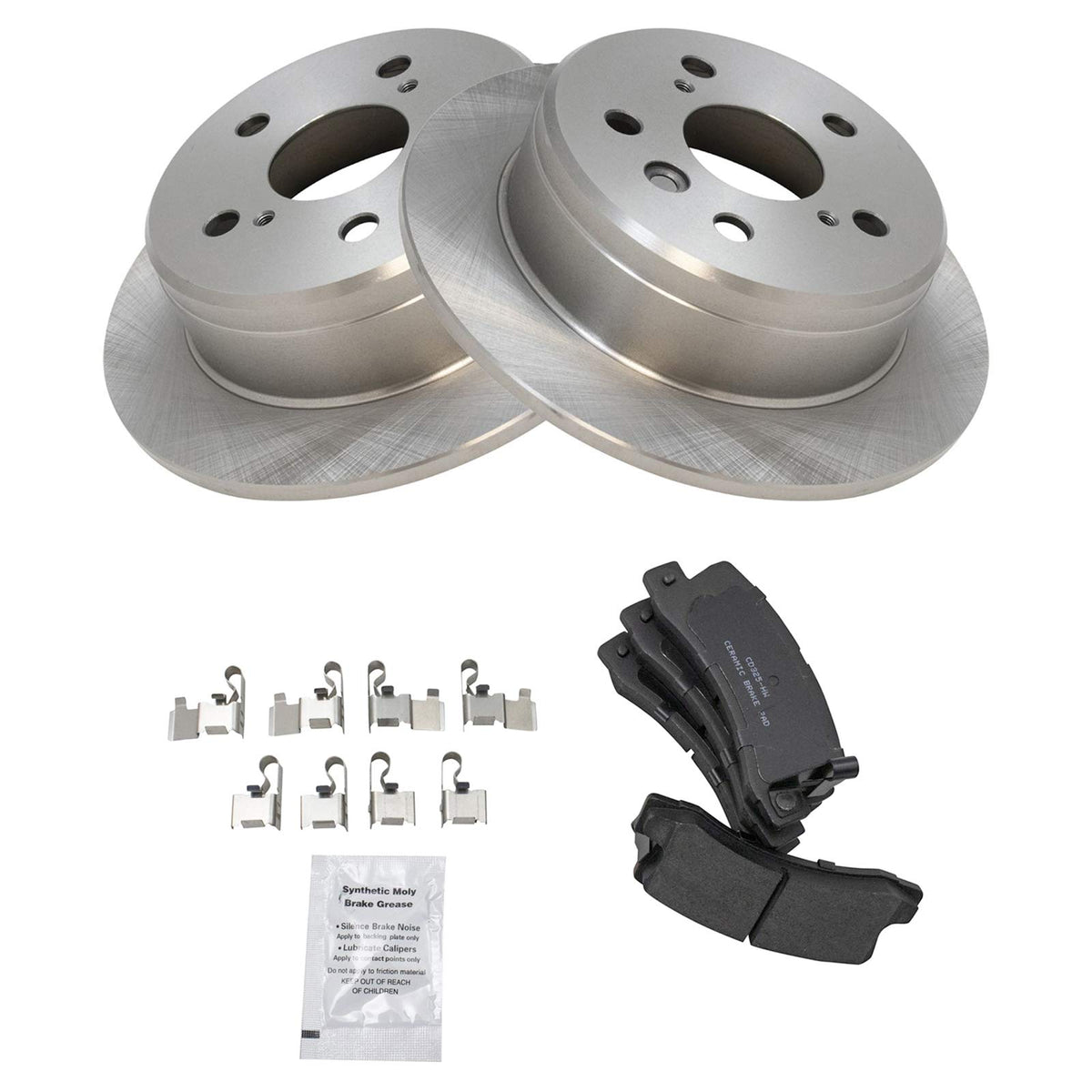TRQ Rear Brake Pad & Rotor Kit Brake Pads Brake Rotor Ceramic Compatible with 1997-1999 Lexus ES300 1992-1999 Toyota Camry 1999 