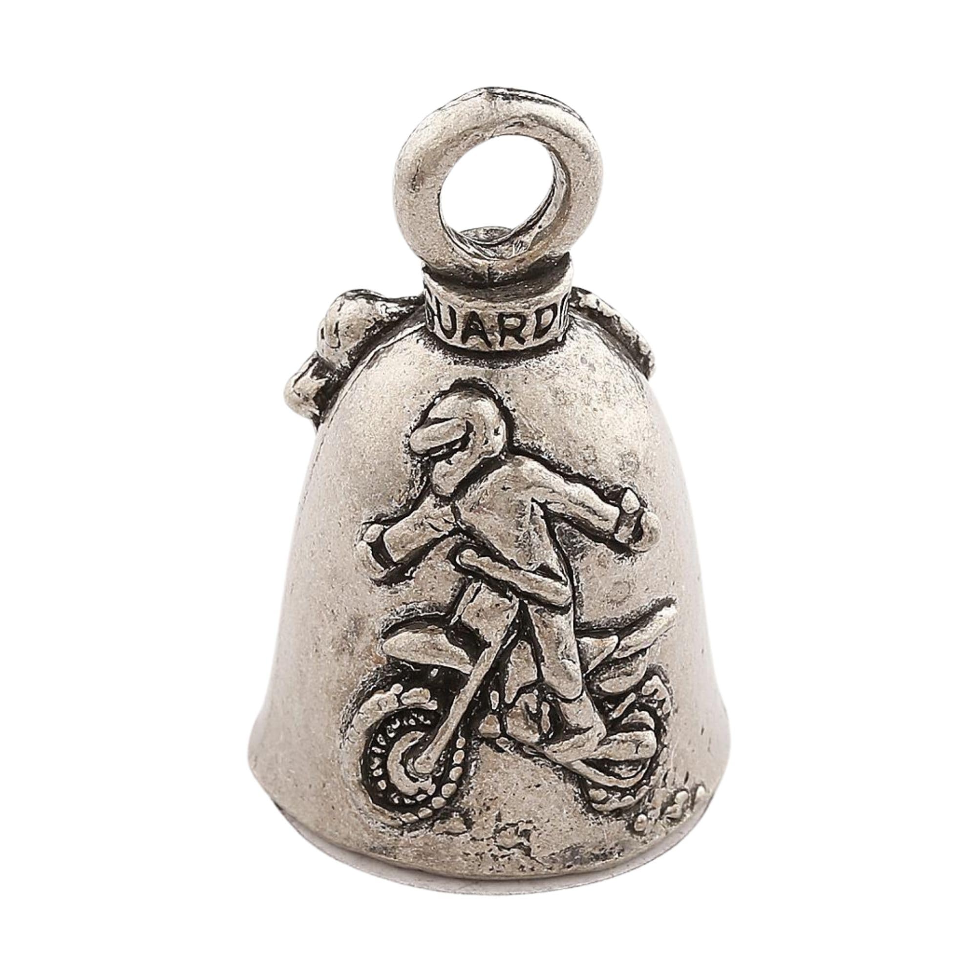 Guardian Bell Dirt Bike Tricks Good Luck Bell W/Keyring & Black Velvet Gift Bag | Motorcycle Bell | Lead-Free Pewter | Good Luck