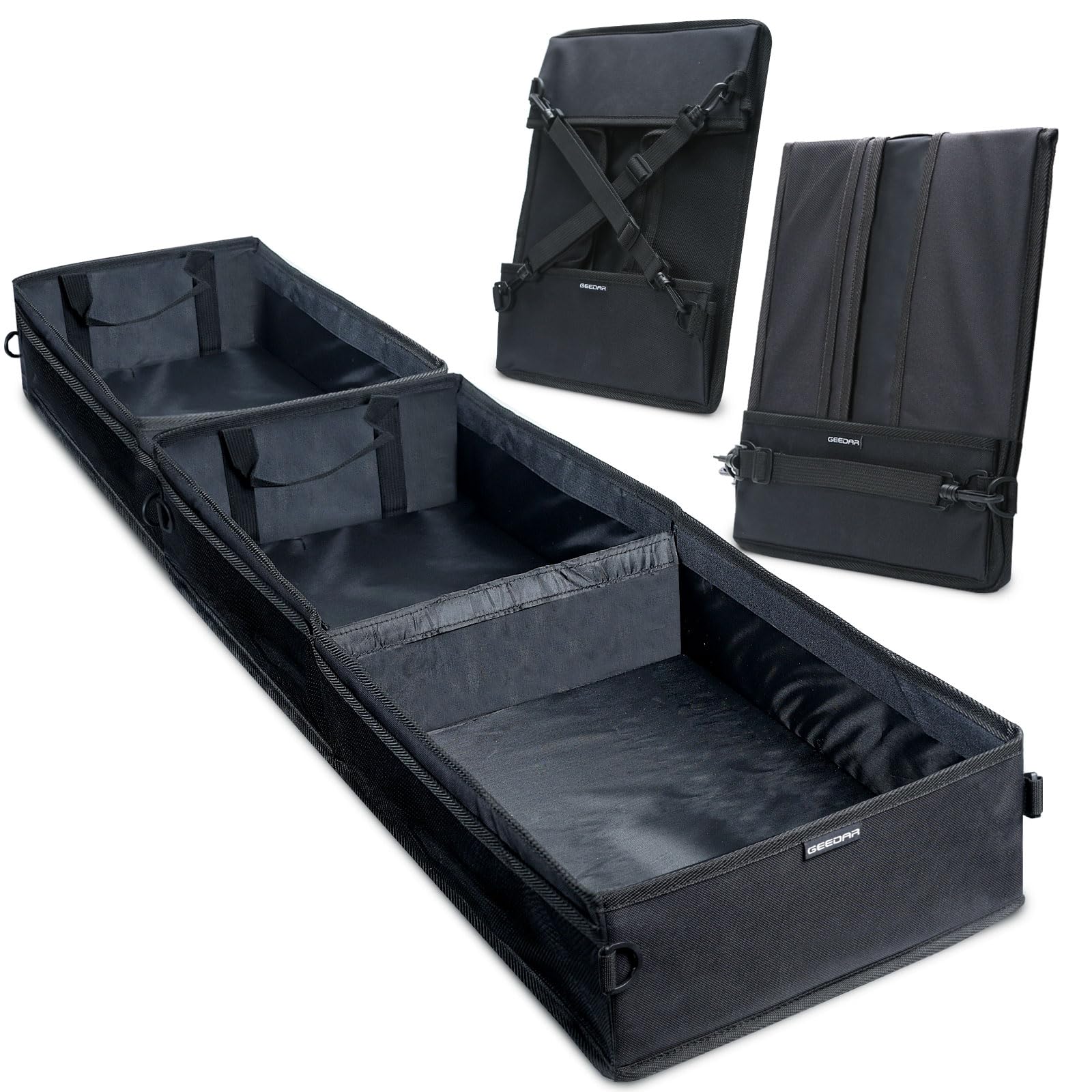 GEEDAR Under Seat Storage Tool Box Organizer for Ford F150/F250/F350, Nylon, Black, 3 Compartment Design