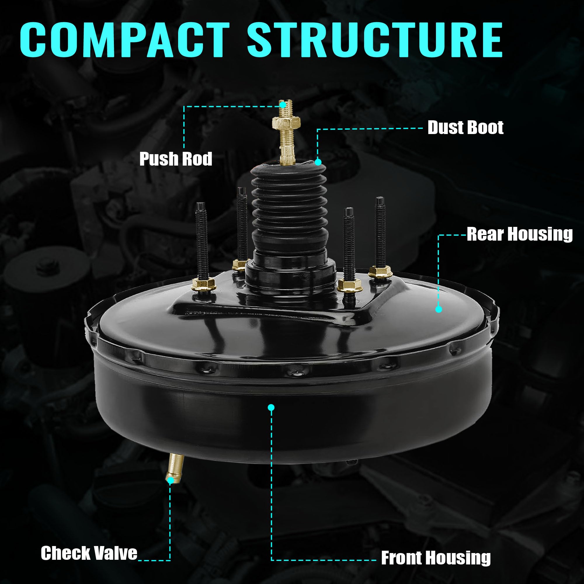 PartsFlow Power Brake Booster 54-74400 compatible with Ford F250 1987-1996 F250 HD 1997 F350 1987-1997 F-Super Duty 1990-1997 E8