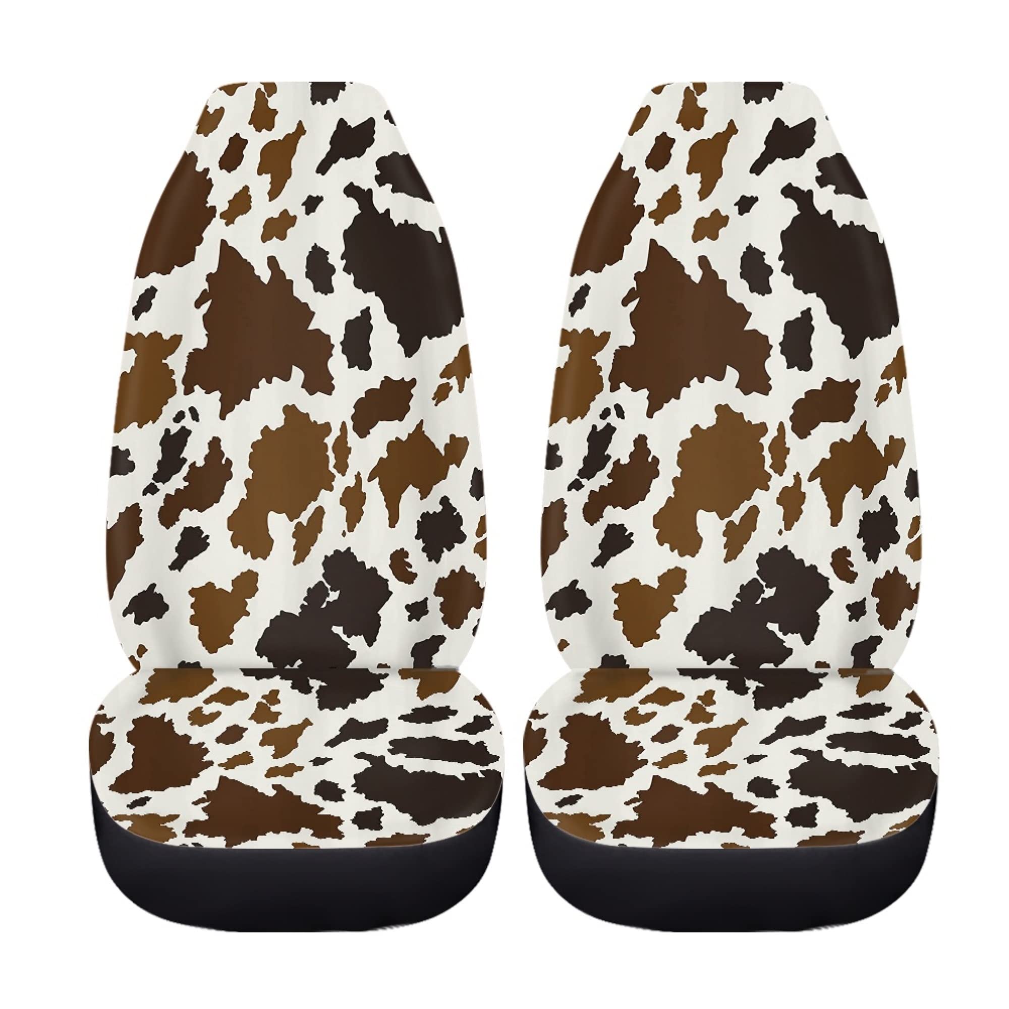 TOADDMOS Auto Seat Covers, Brown Cowhide Design Car Accessories for Interior Decor, Front Seat Covers Full Set, Universal Fit Mo